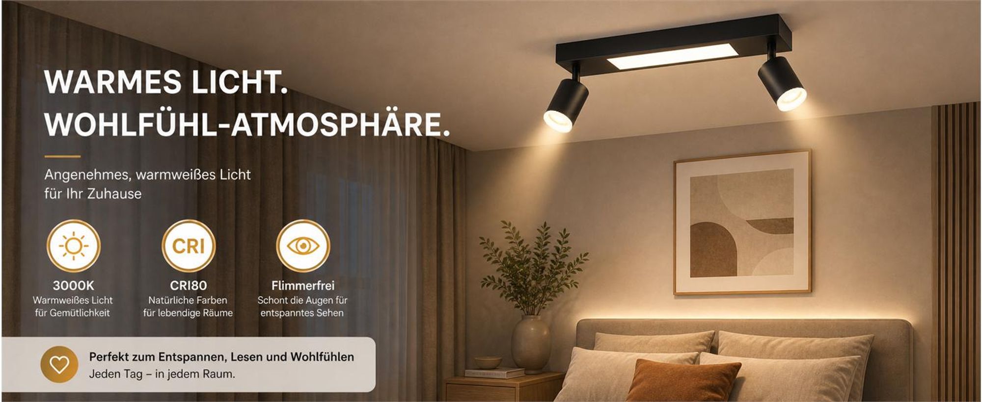 ZMH LED Deckenspot Deckenlampe 3000k Warmweiß 2 Flammig Deckenleuchte Schlafzimmerlampe 20W GU10 Strahler 350° für Küche Esszimmer Flur Schwarz
