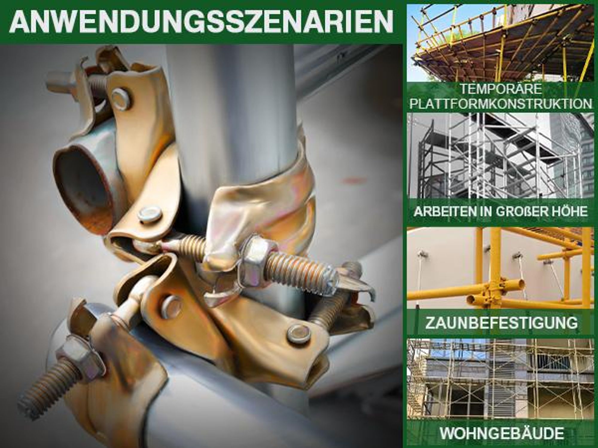4Set Gerüstkupplung Gerüstschelle 48*48 mm, Feuerverzinkt Drehkupplung aus S235JR Stahl, 360°, stabile Verbindung Schnelle Montage, Rostbeständig