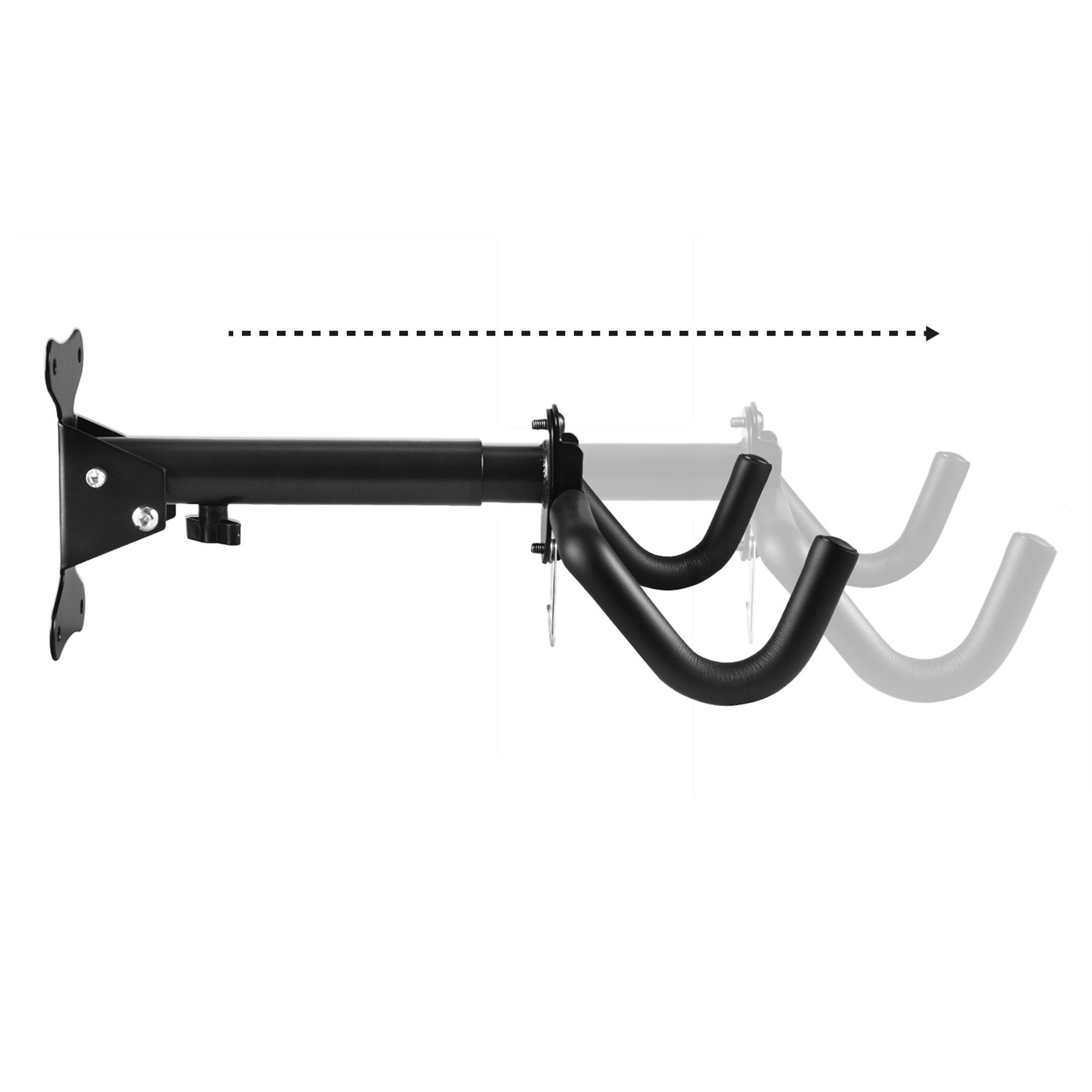2x Maclean Fahrrad-Wandhalterung horizontal Stahl max. Belastung 30kg MC-484
