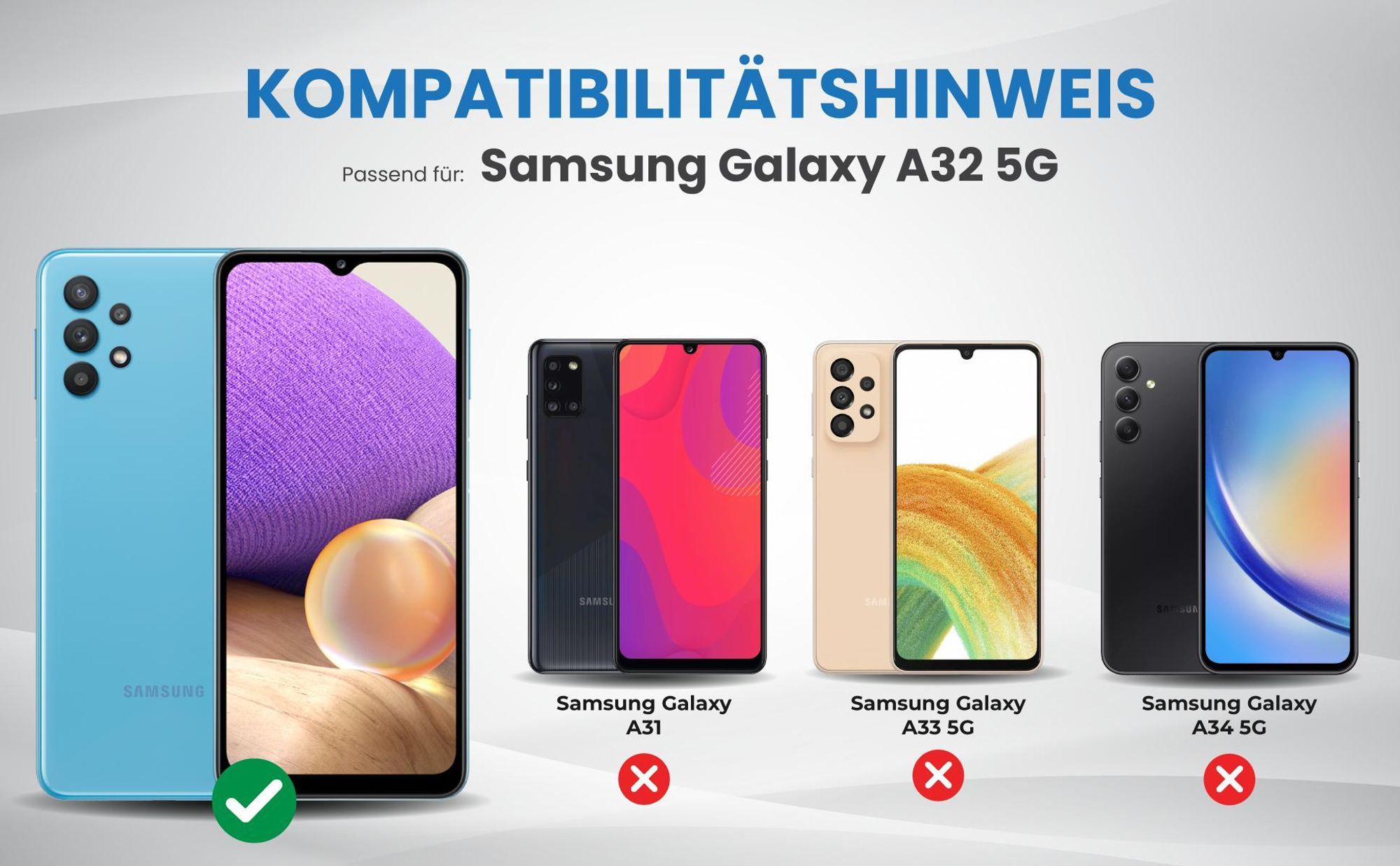 Kompatibilitätshinweise Hülle für Samsung Galaxy A32 5G