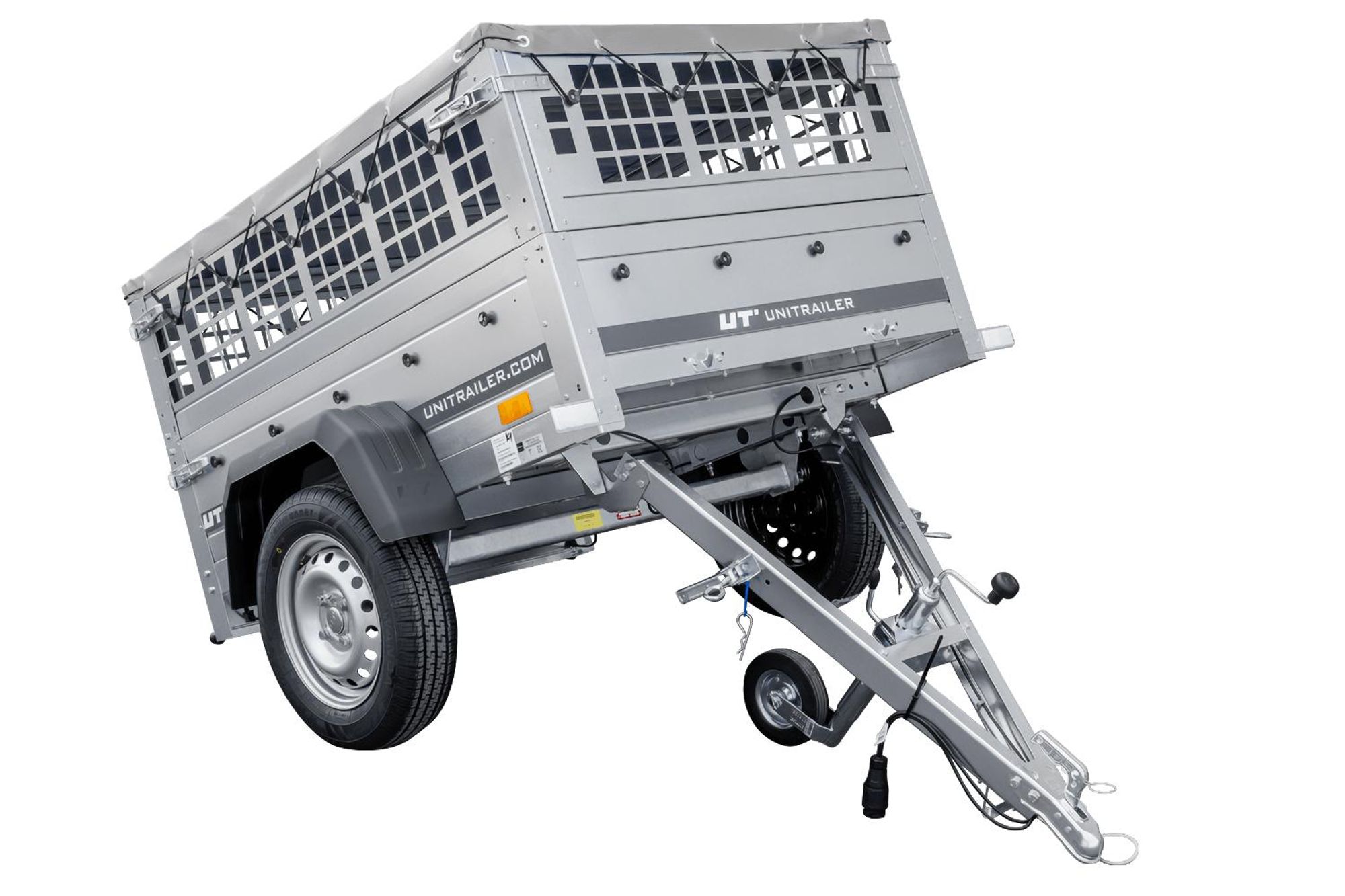 Pkw-Anhänger GARDEN TRAILER 150 KIPP mit Laubgitteraufsatz, Stützrad und Flachplane