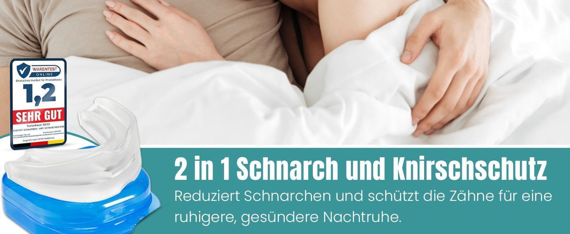 Perfekt-Schlafen24® 2-in-1 Schnarchschiene Gerät – Zahnschiene Knirschen Schnarchstopper|Schiene Knirscherschiene für Nacht| Schnarchen Stopper Zahnschutz|AufbissschieneGegen Schnarchen
