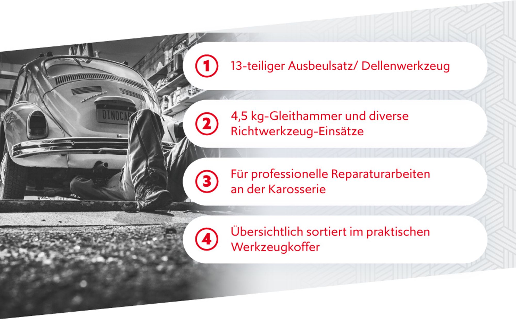 Wiltec Universal Ausbeulwerkzeug 11-tlg., Ausbeulsatz mit Schlaghammer Gleithammer und Zubehör, Ausbeulhammer zum Dellen Ausbeulen