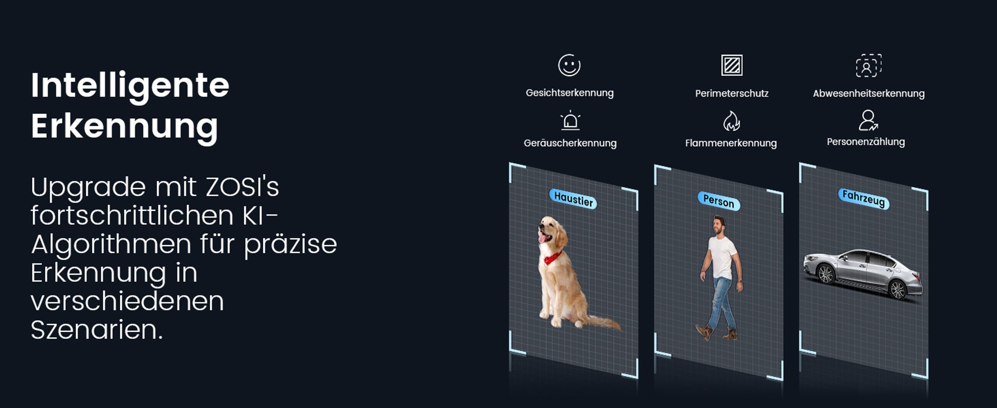 ZOSI 3K Wi-Fi 6 Outdoor Überwachungskamera mit 360° Pan & Neigung, 2,4 GHz WLAN Kamera für Außen mit AI Mensch/Fahrzeug/Tier Erkennung, 2-Wege-Audio
