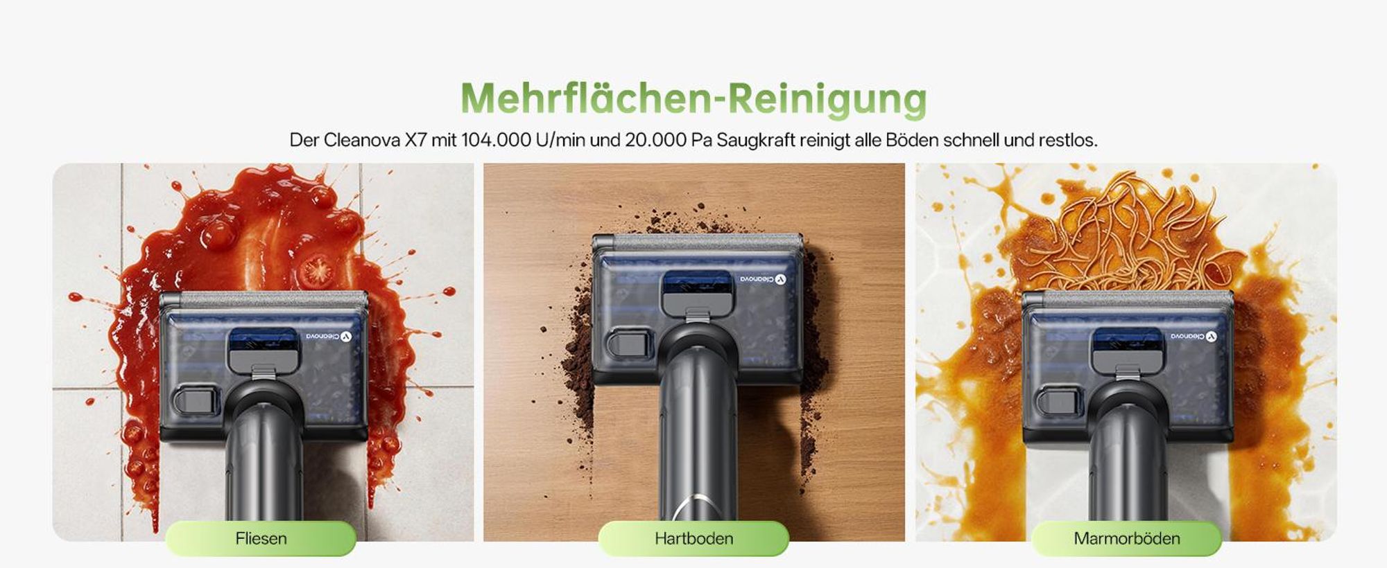Vactidy X7 Nass-Trocken-Akkusauger, 3-in-1 Saug Wisch - 180° Flachliege-Design, 13 cm Schlank, 0 mm Kantenanpress mit Anti-Tangle-Technologie