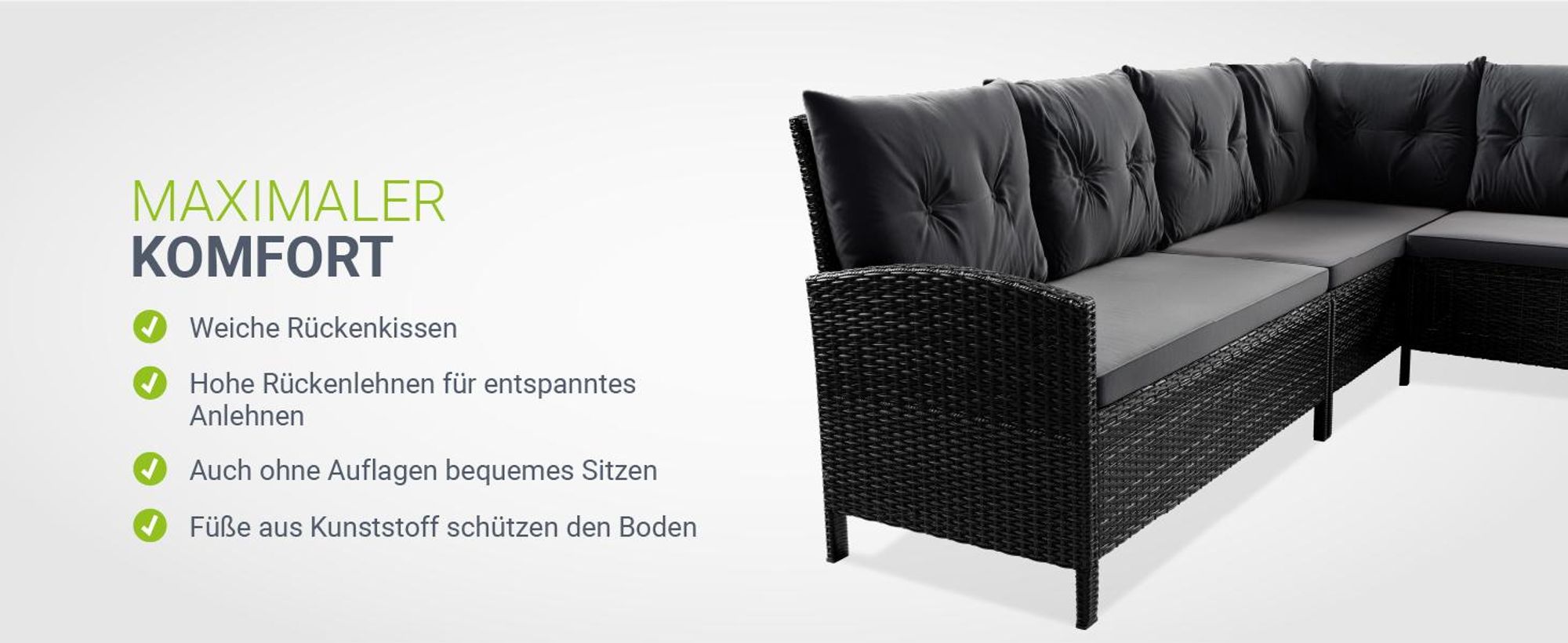Juskys Polyrattan Lounge Manacor Schwarz und Grau