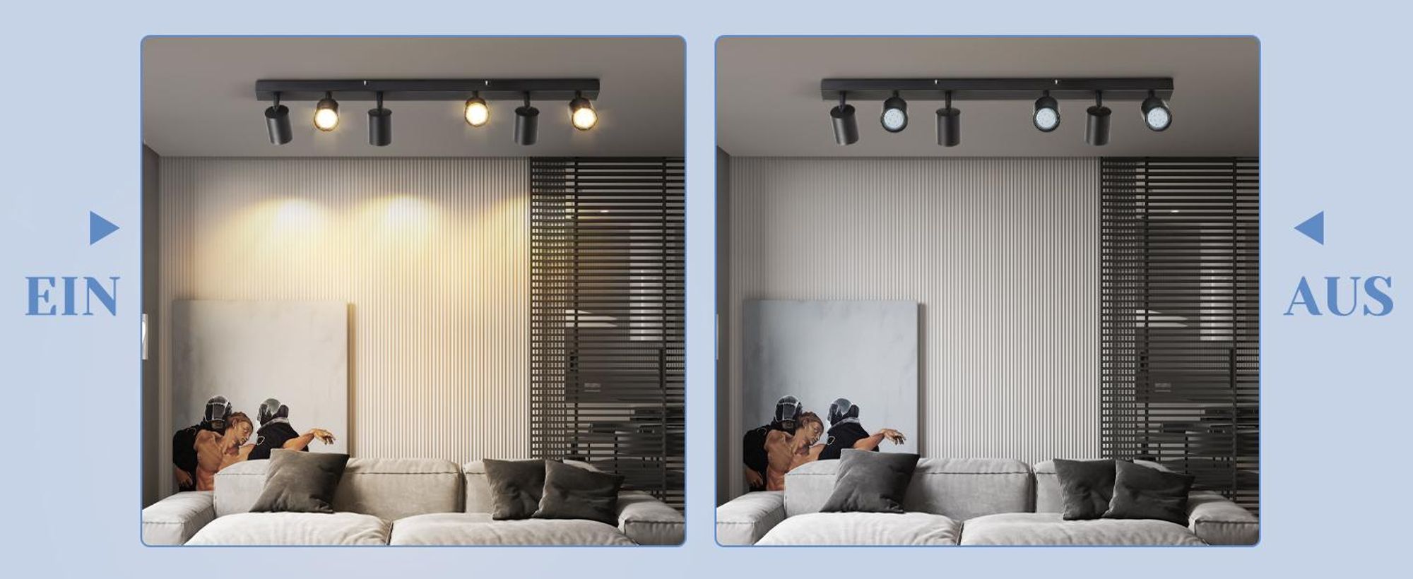 Spot LED ZMH à 6 ampoules, lampe de plafond GU10 en métal, spots orientables à 350°, luminaire de plafond noir pour salon, chambre à coucher et couloir