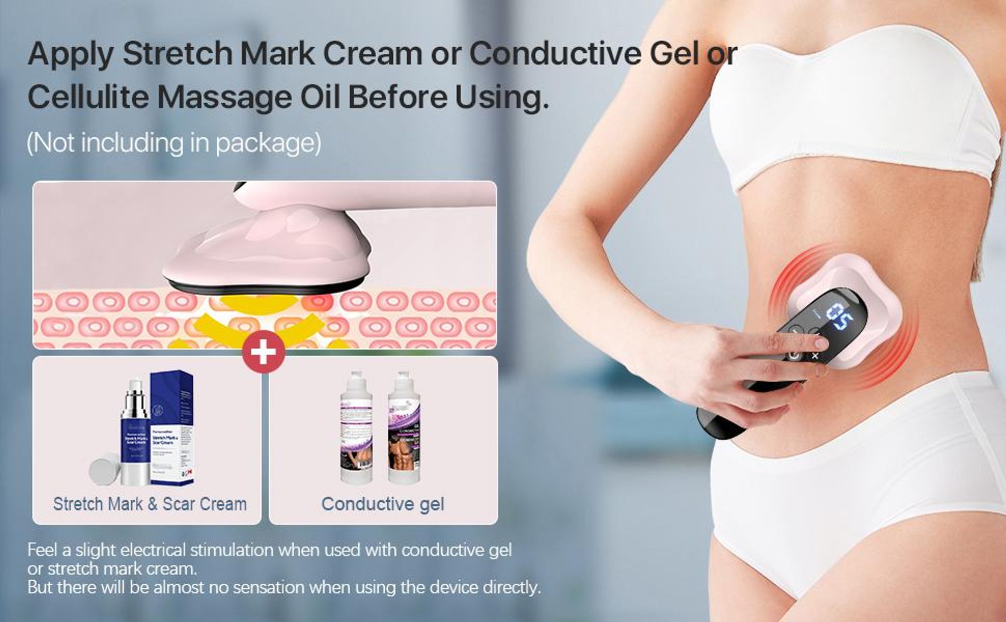 Cellulite-Massagegerät gegen Lipödem, Handmassagegerät mit  4 Massageköpfen, geeignet für Bauch, Taille, Arme, Beine und Gesäß (Roségold)