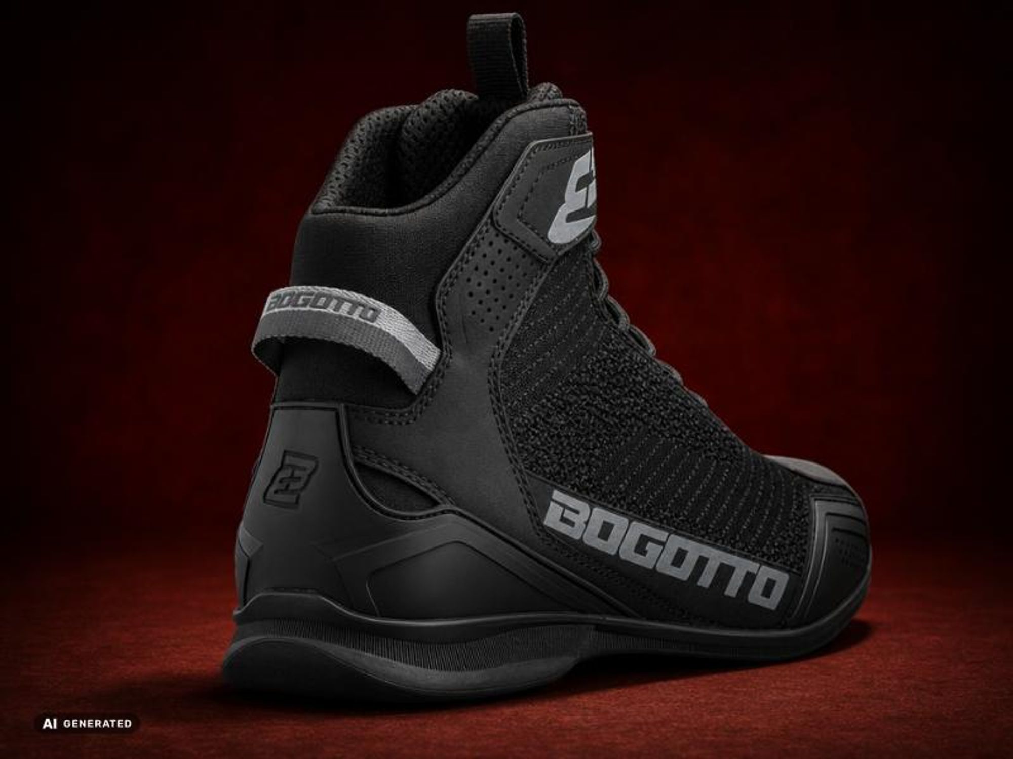Bogotto Tokyo perforierte Motorrad Schuhe, schwarz/weiß/rot, 45