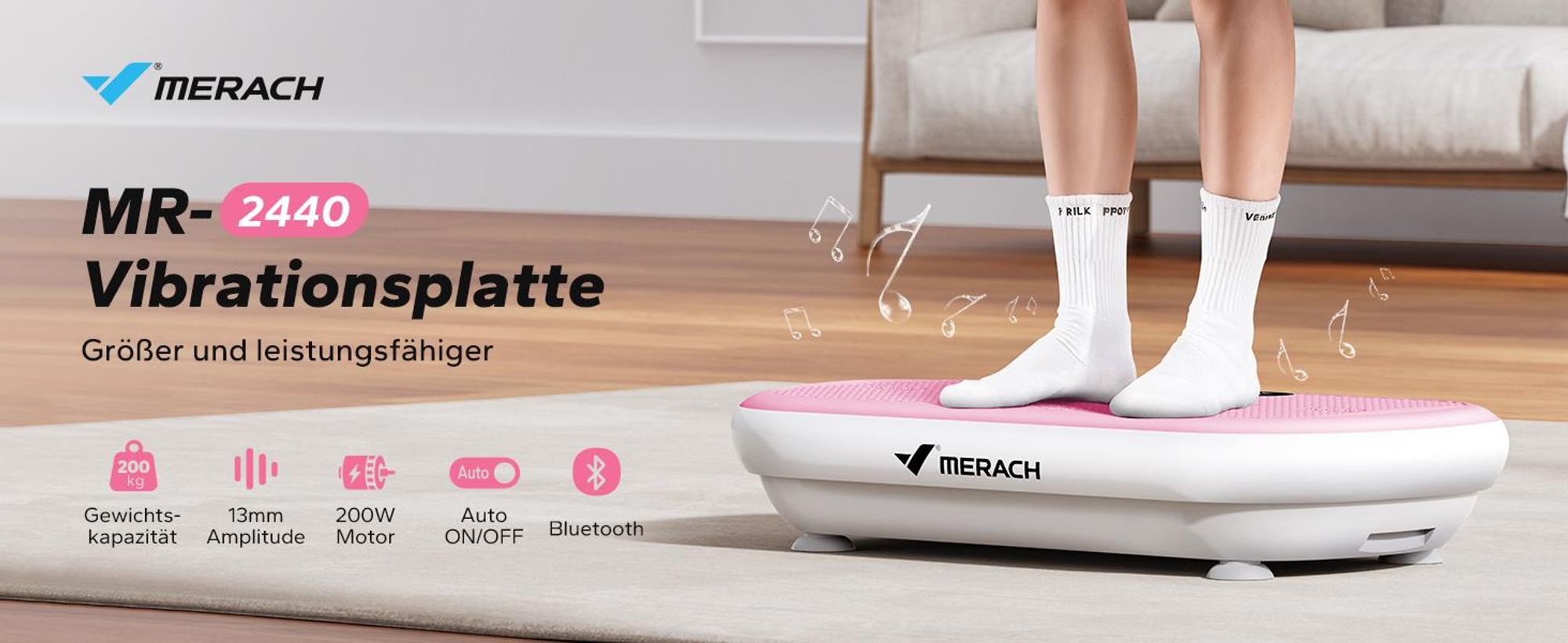 Vibrationsplatte Trainingsgerät mit Bluetooth, 10 Intensitätsstufen, für Ganzkörpertraining, Fettverbrennung, Muskelaufbau, bis 200 kg