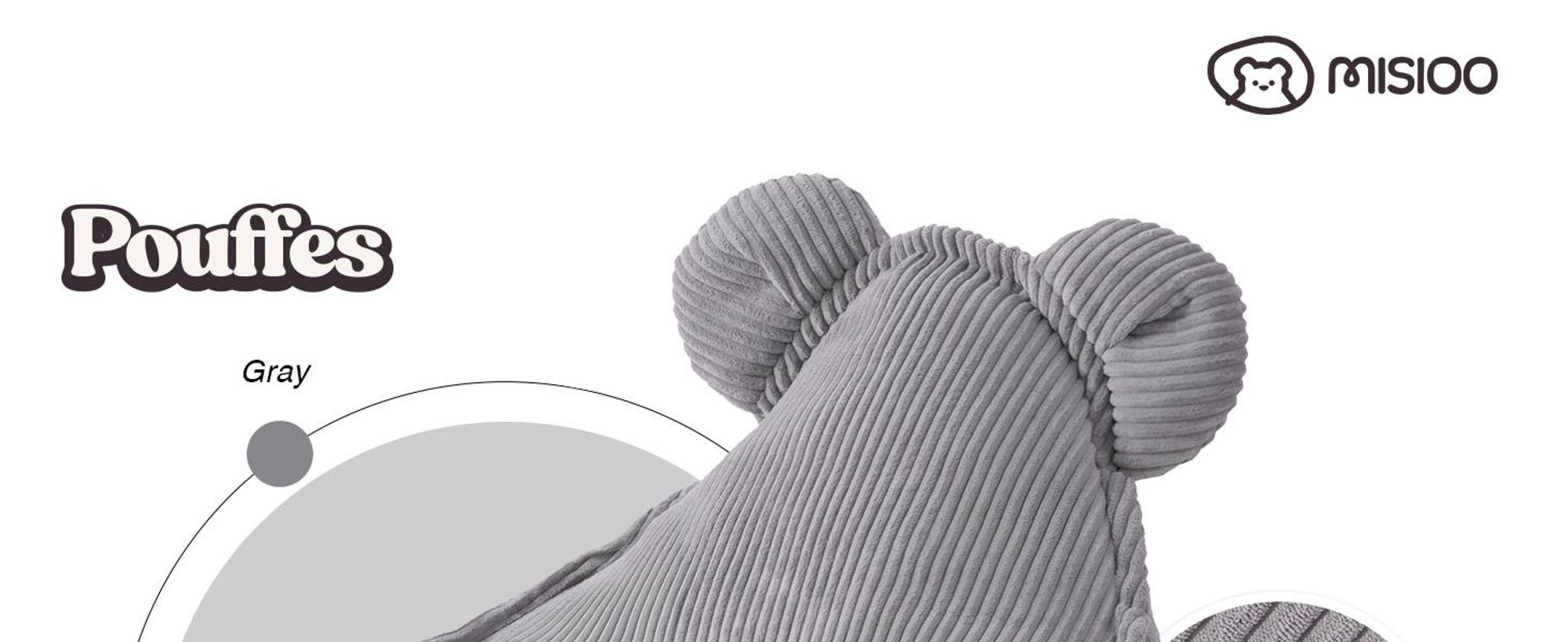 MISIOO Beanbag Kids - Umývateľný - - Pevná a mäkká konštrukcia - Materiál zo šnúry - 68x45 cm - Ideálny do detskej izby - Sivý