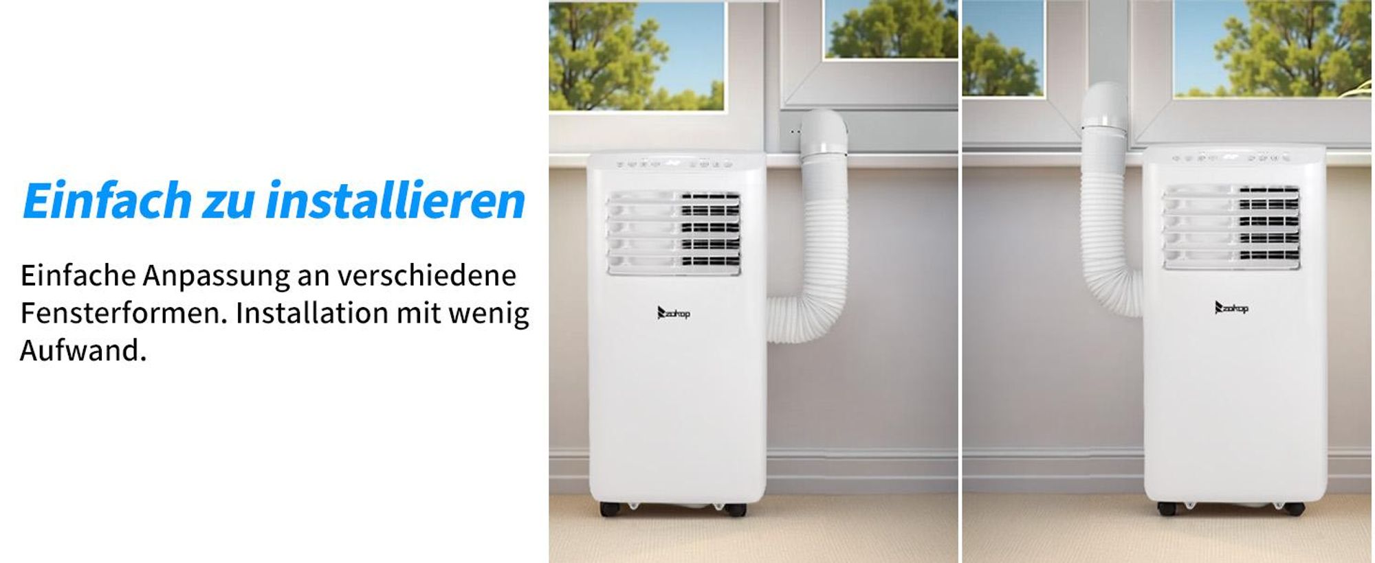 FCH Luftkühler Mobiles Klimagerät 10000 BTU/h, mit Abluftschlauch mit WIFI