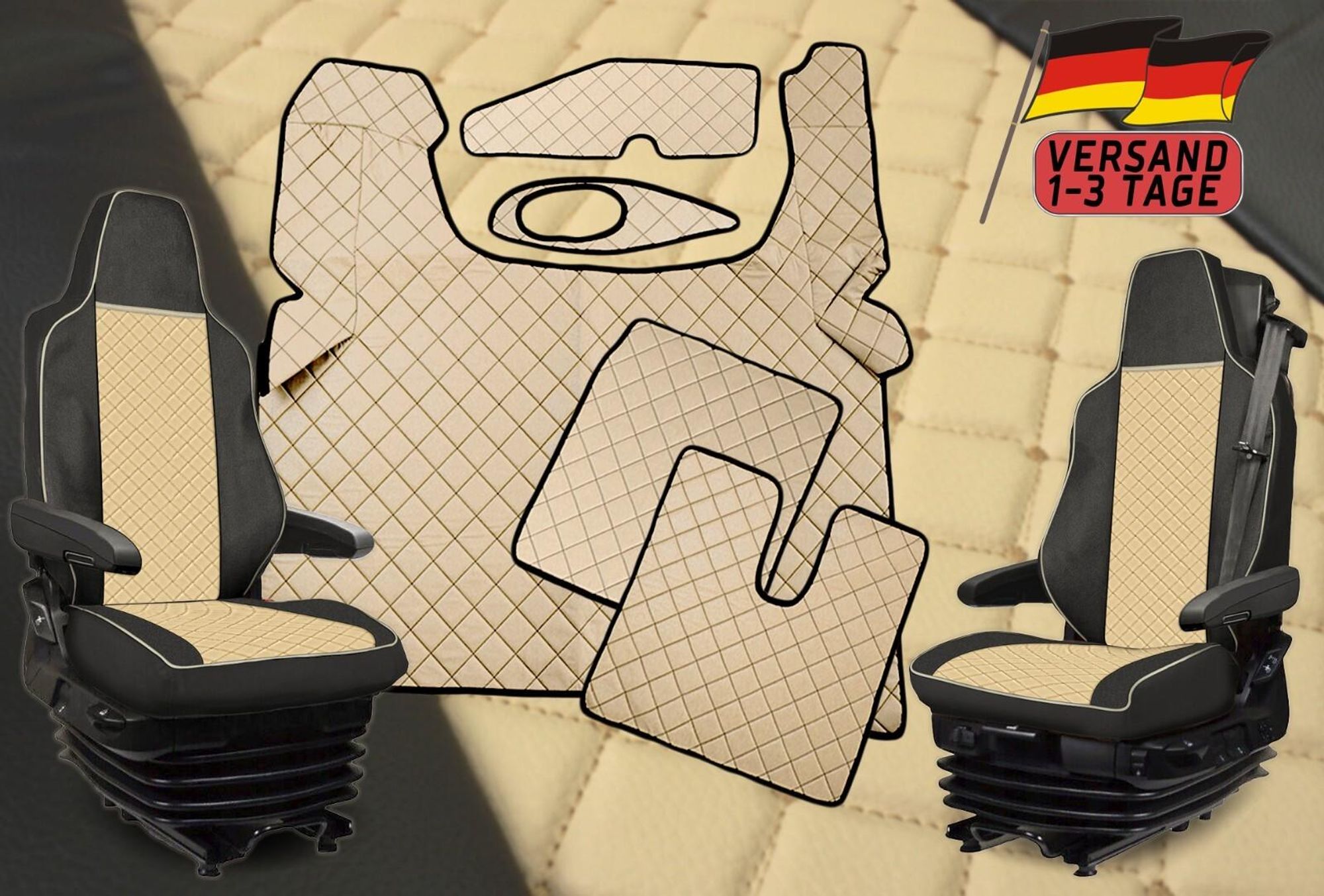 LKW Satz Sitzbezüge + Fußmatten Für MAN TGX ab 2021+ LKW Automatik BEIGE