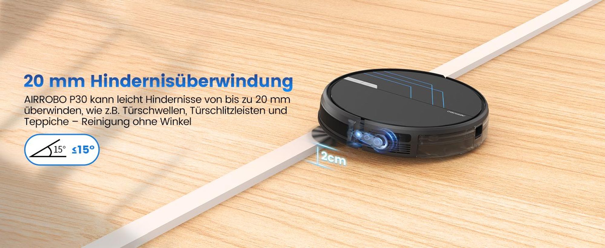 AIRROBO P30 Staubsauger Roboter Wischroboter, 3000Pa, WLAN/App/Alexa für harte Böden, Tierhaare und Teppiche mit niedrigem Flor