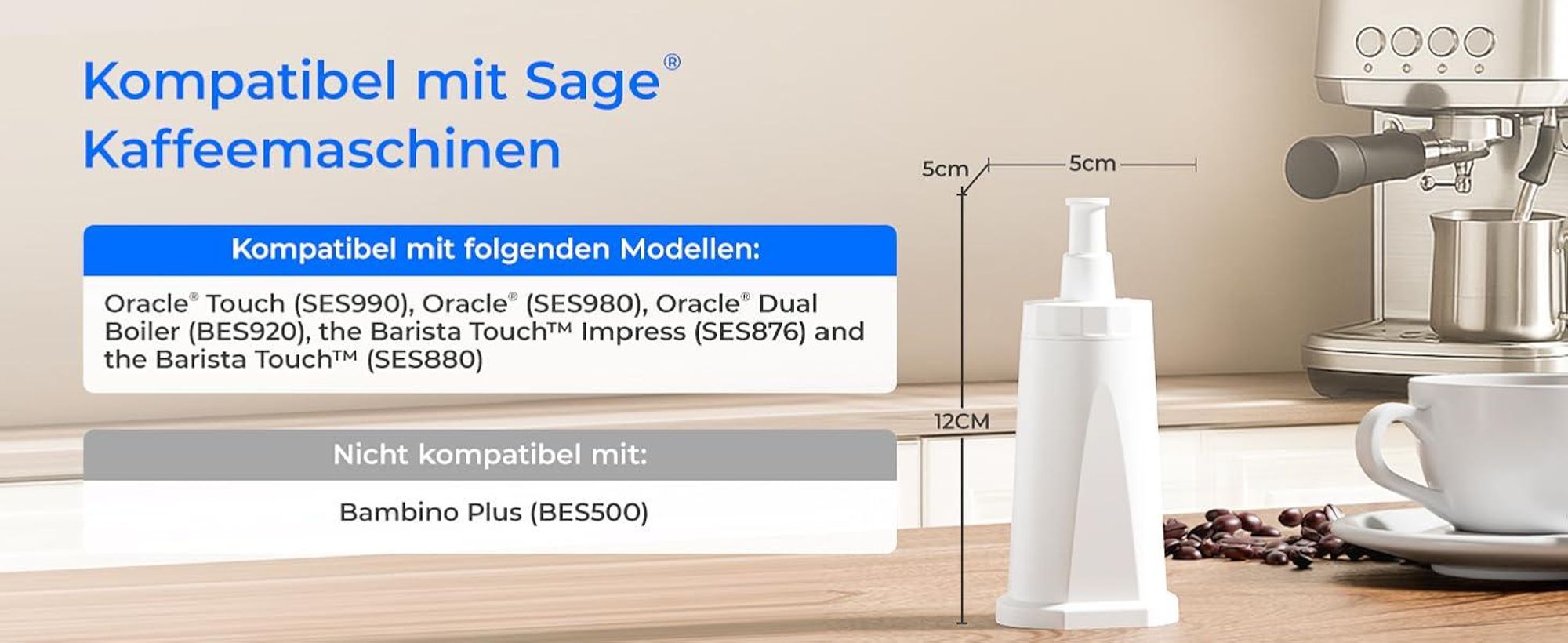 Waterdrop Wasserfilter, Ersatz für Sage® Barista Express Pro Wasserfilter, BES008, SES008/SES810/SES875/SES880/SES920/SES980/SES990 (8)