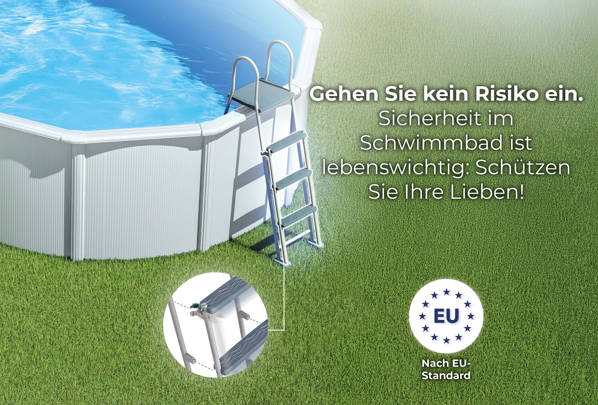 GRE Runder Stahlwandpool in Weiß KITPR558 – Ø 550 x 132 cm, Komplettset + GRATIS Elektrischer Poolreiniger VCB50