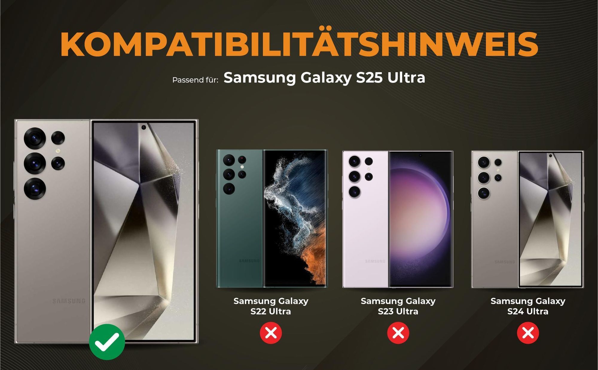Kompatibilitätshinweise Hülle für Samsung Galaxy S25 Ultra