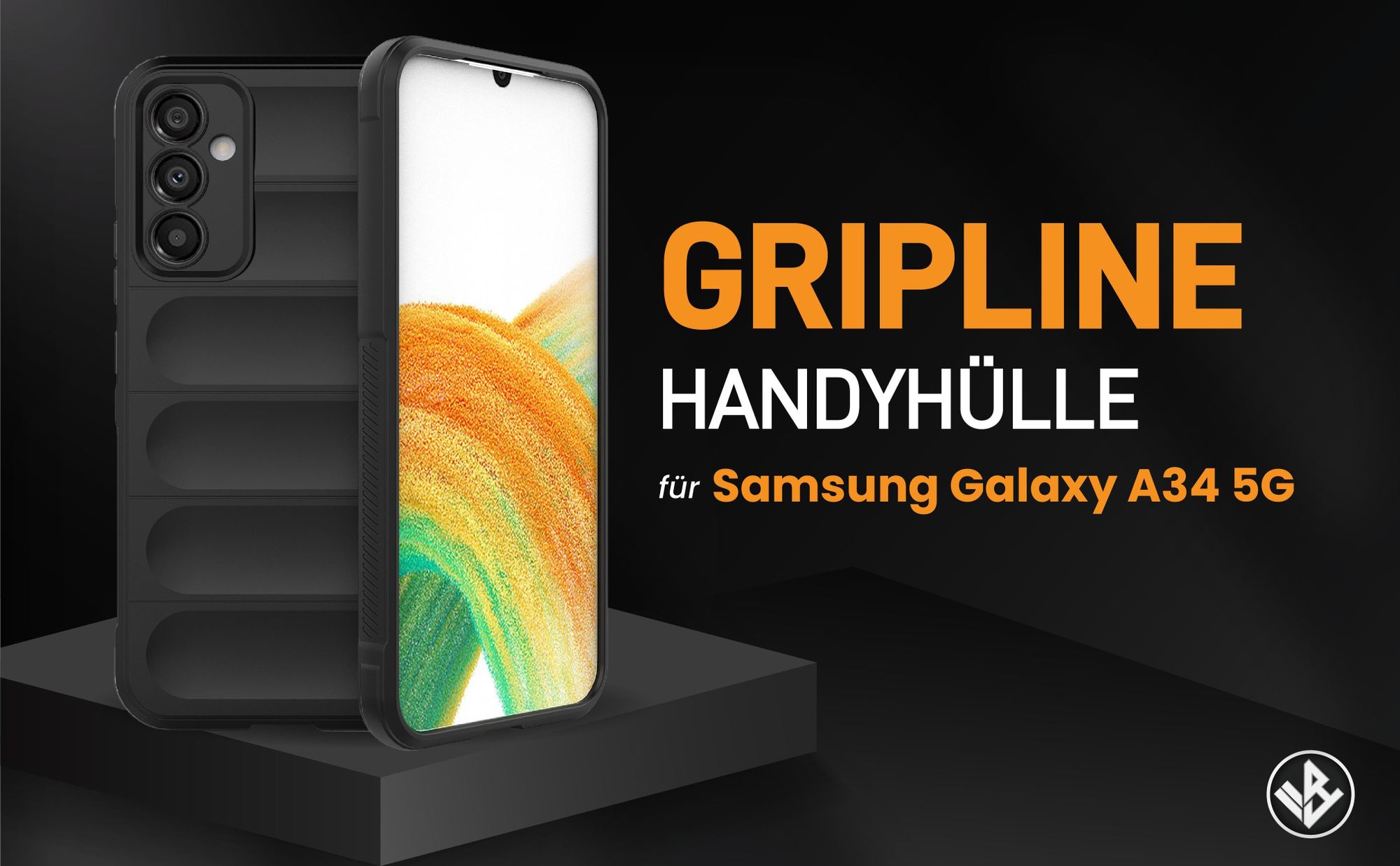 Schwarze ergonomische Grip Schutzhülle für das Samsung Galaxy A34 5G