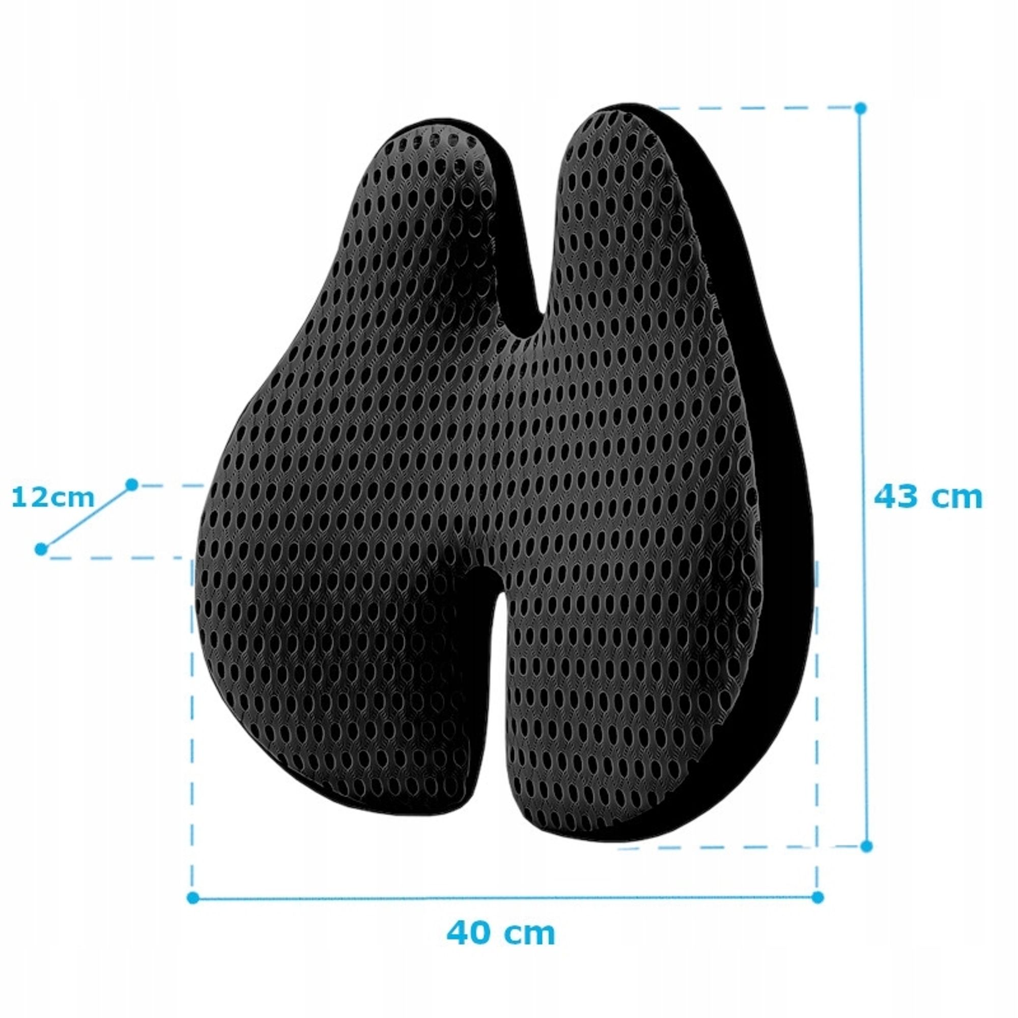 Lendenkissen aus Memory-Schaum für Bürostuhl & Autositz - Lordosenstütze Kissen Orthopädisches Rückenstütze - SCHWARZ Ergonomisches Rückenkissen 40x43