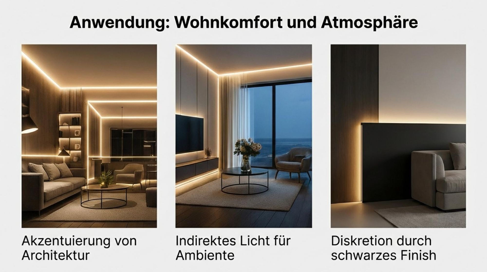 MasterLED Slim Profil Aluminium Schwarz 1m – LED Leiste flaches Profil mit Milchabdeckung – Inkl. Endkappen & Halterung