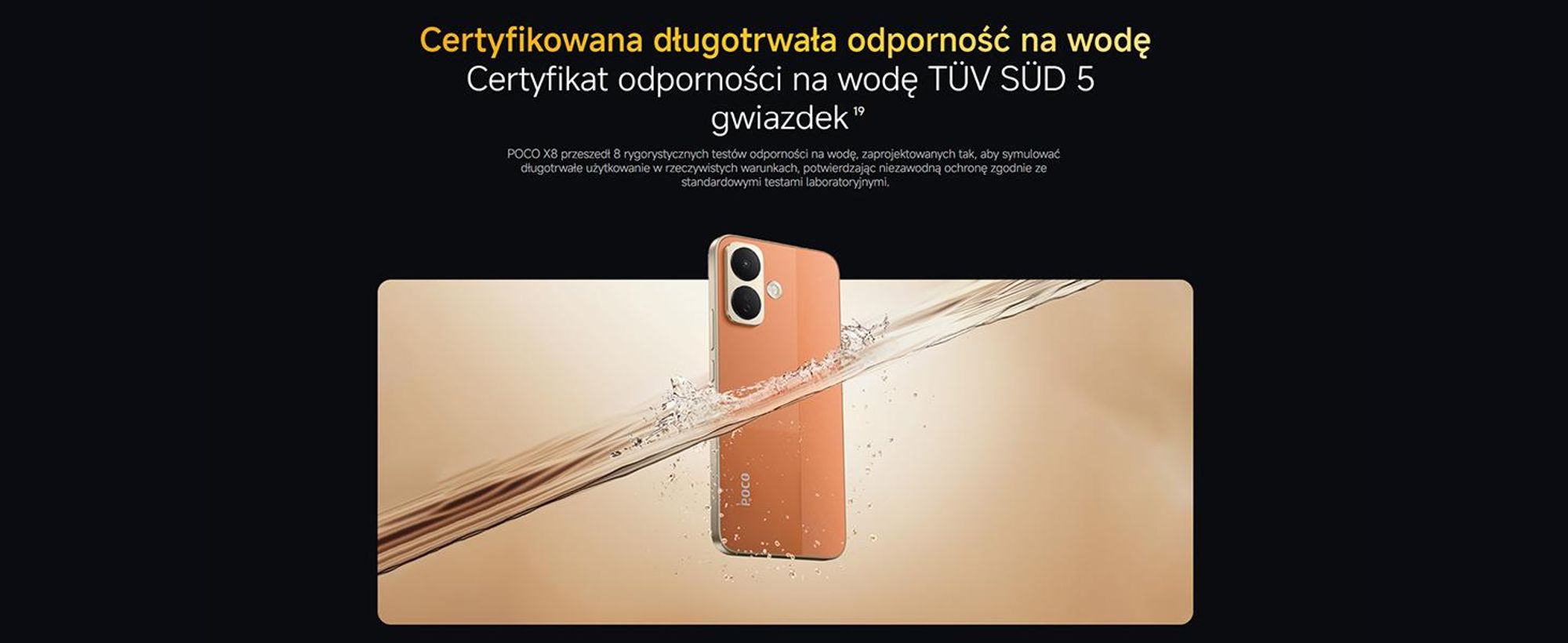 Smartfon Xiaomi Poco X8 5G 12 + 256 GB, pomarańczowy, bateria 8340 mAh