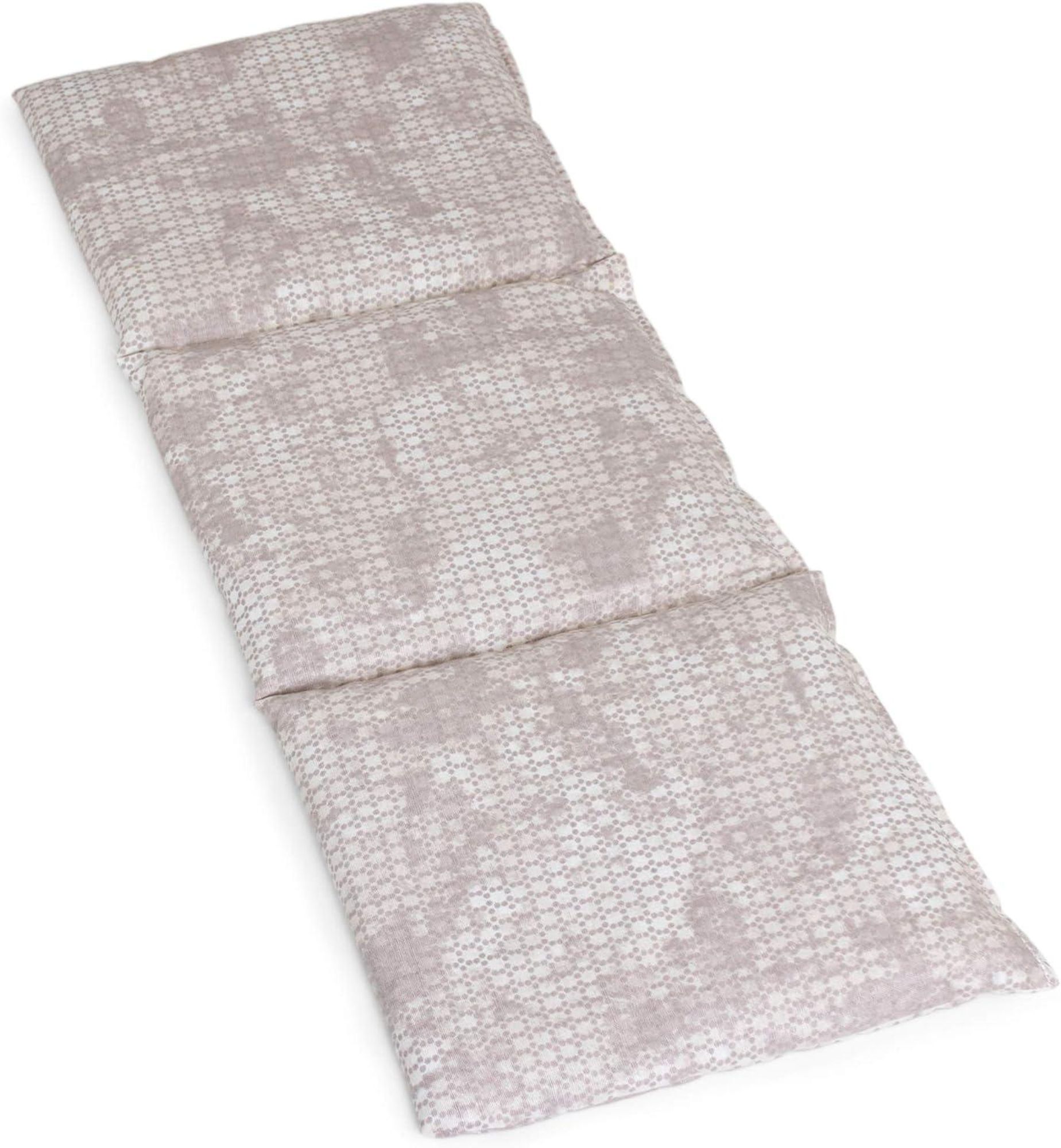 Langes Wärmekissen mit drei Kammern, für Nacken, Rücken oder Bauch, warm und kalt nutzbar.