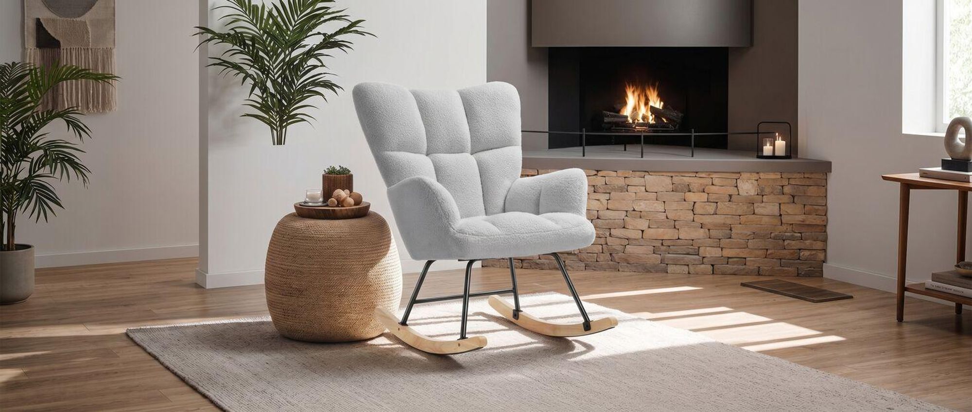 tectake® Schaukelstuhl Torve 68 x 96 x 97 cm, Belastbarkeit 120 kg