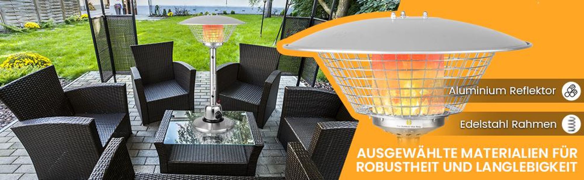 COSTWAY Terrassenheizer für Tischplatte mit beschwertem Sockel, 4000W