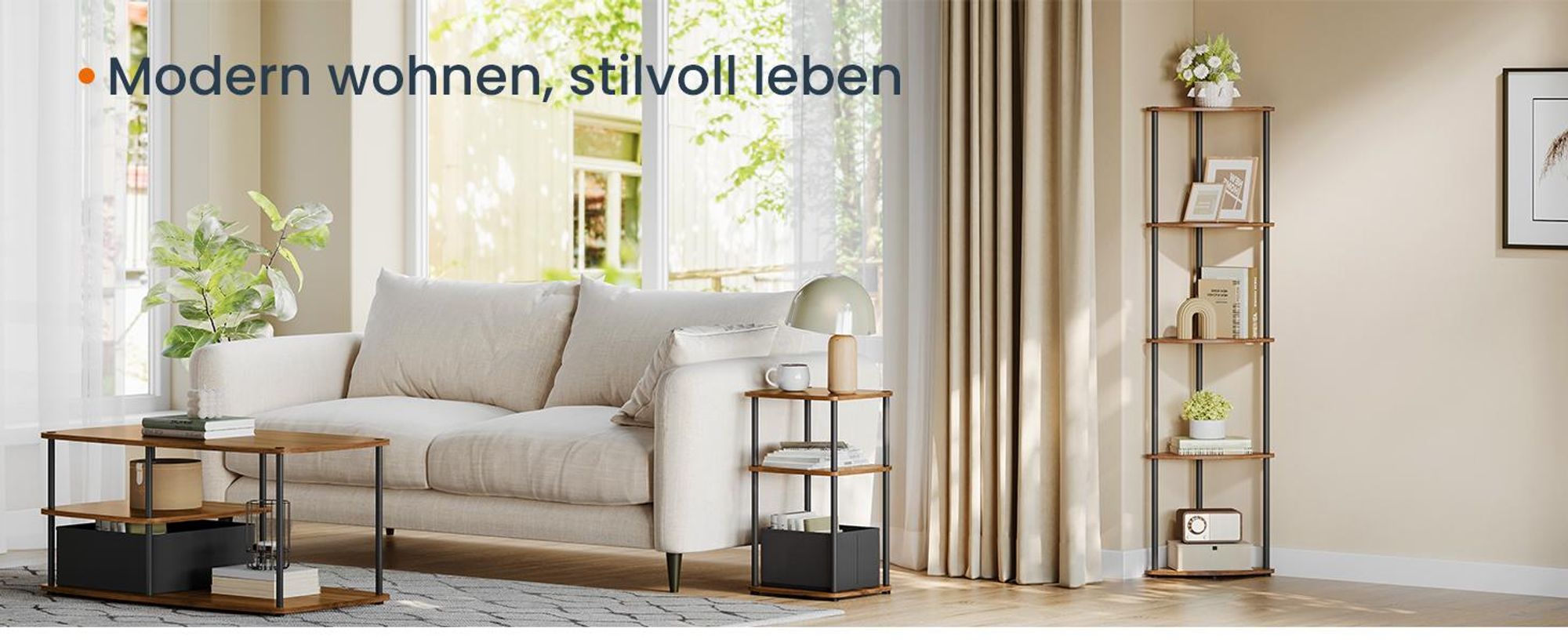 SONGMICS HOME Eckregal mit 5 Ebenen, superschnelle werkzeuglose Montage, Standregal