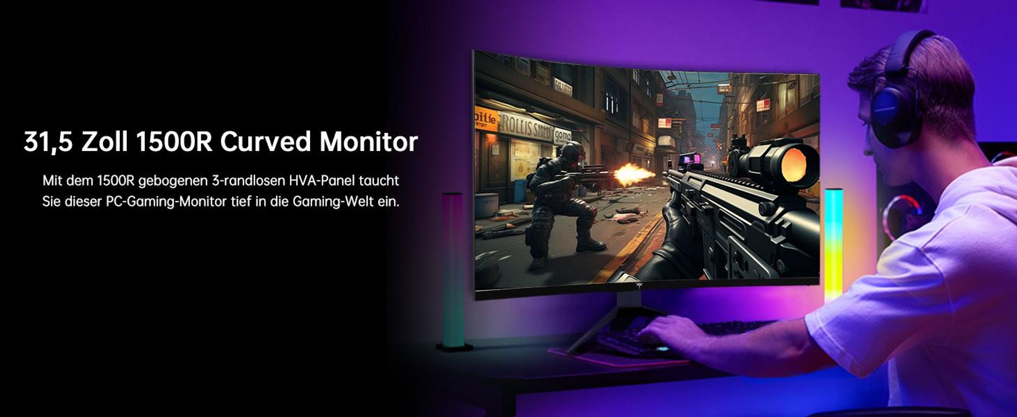 KTC H32S17 32 Zoll Curved Gaming Monitor QHD 180Hz 1ms HDR10 HVA FreeSync 1500R DP HDMI