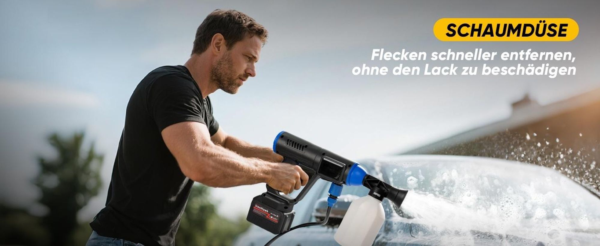 Auto Hochdruckreiniger, Tragbare Hochdruckauto-Waschmaschine, kabellose Akku Hochdruckreiniger, 6-in-1-Düse |10-Gang-Einstellung für /Zäune/Einfahrten