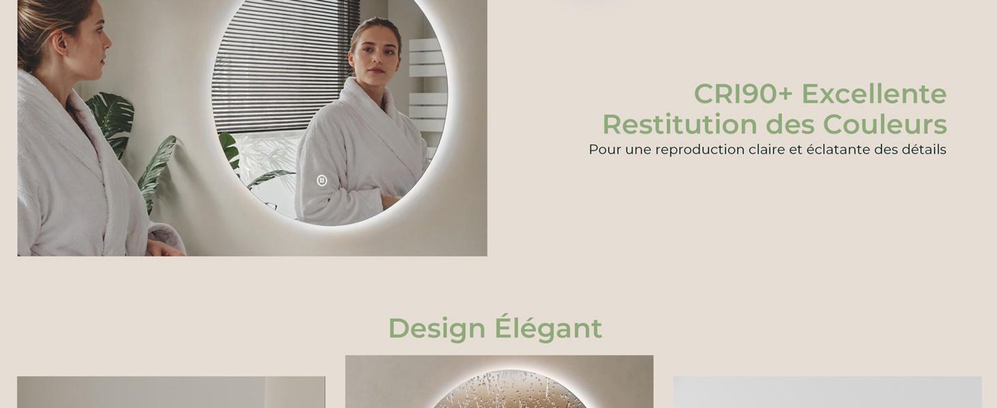 S'AFIELINA miroir de salle de bain LED rond miroir de salle de bain mural avec interrupteur tactile,blanc froid 6500K 70 cm