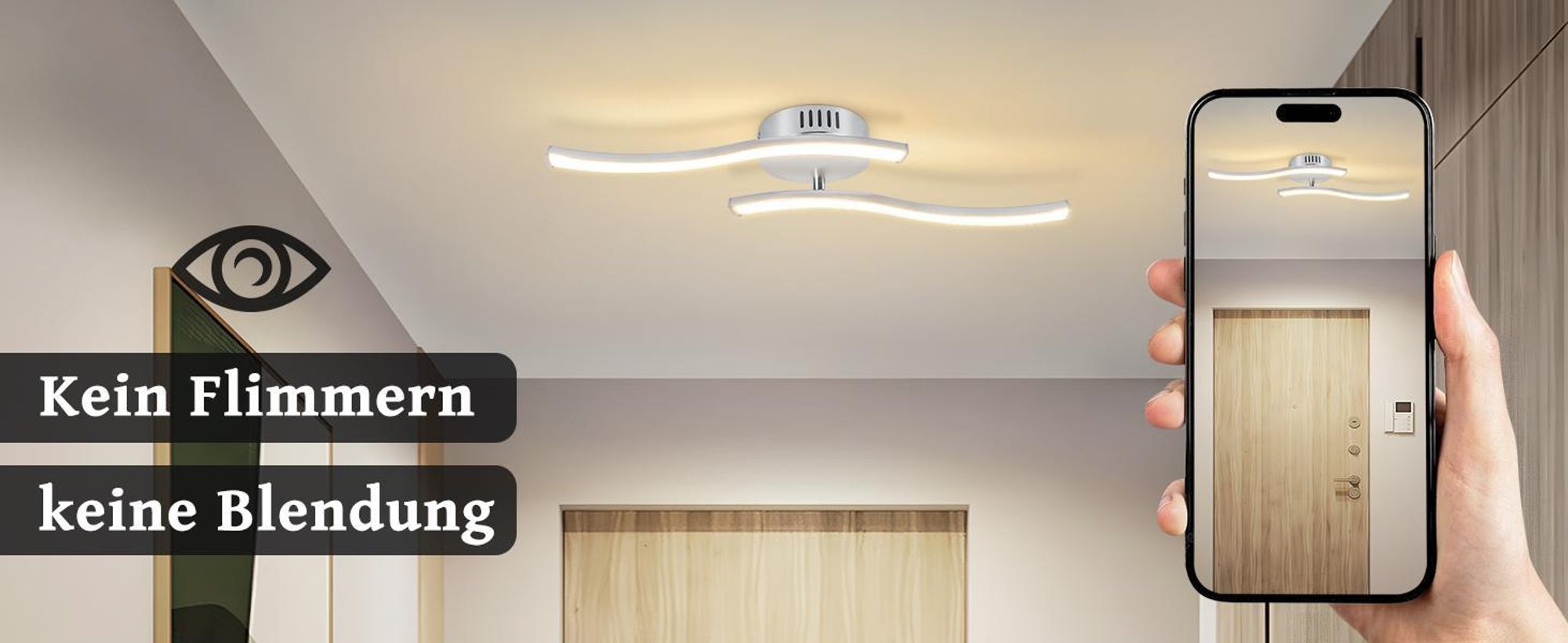 ZMH Plafonnier LED Cuisine Plafonnier : Moderne Lampe de cuisine argent 12W Lampe de couloir 3000K Blanc chaud Vagues Design Lampe de chambre à coucher Eclairage intérieur Plafonnier pour salon chambre couloir bureau