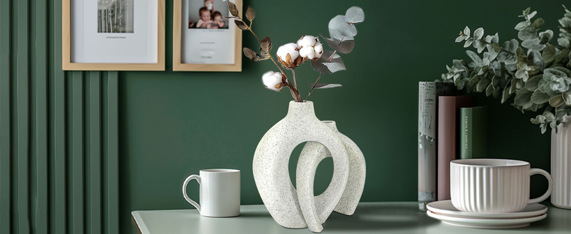 WISFOR 2er Blumenvase , Pampasgras Vasen, Dekovase, Dekovase Blumenvase
