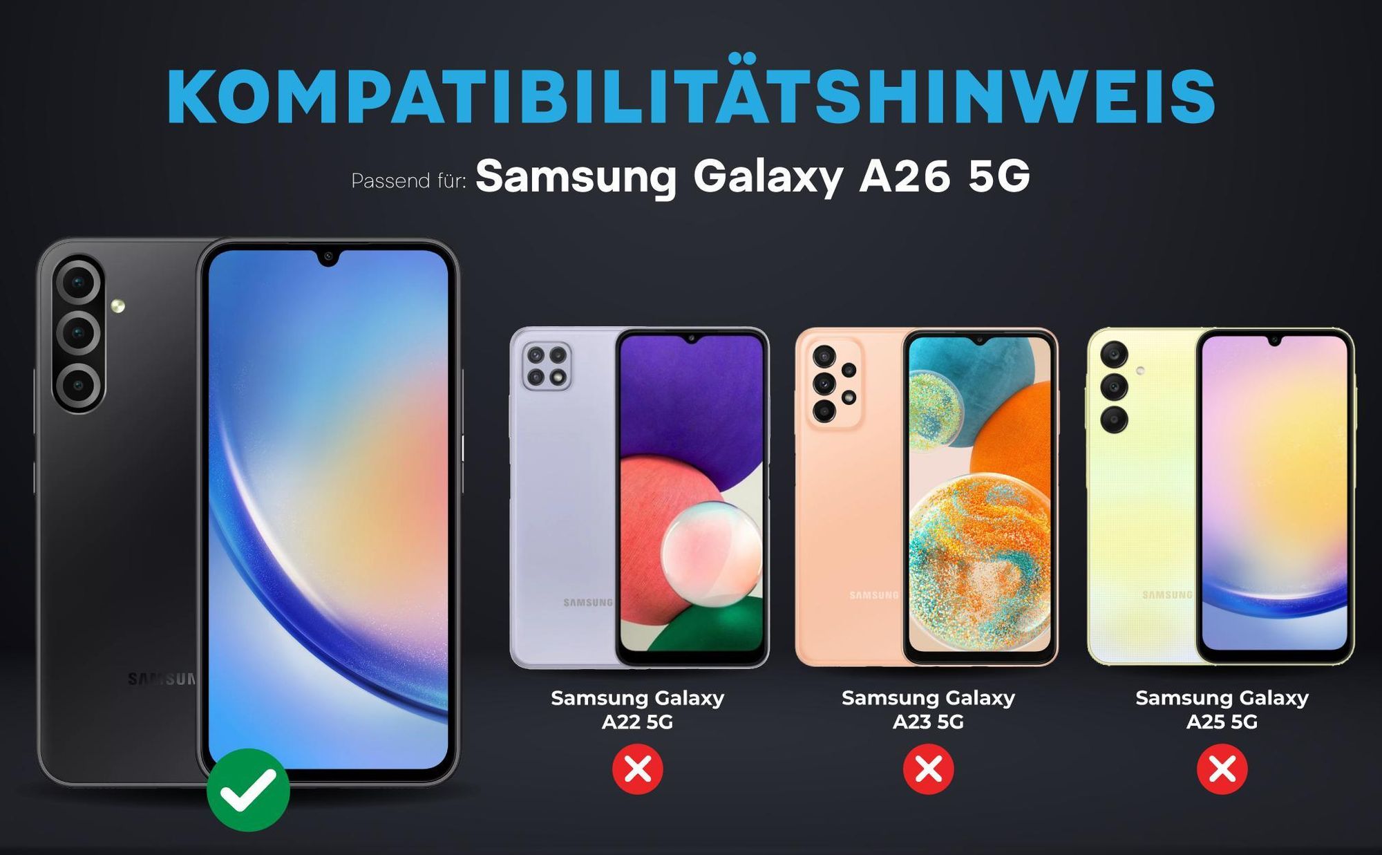 Kompatibilitätshinweise Kameraglas für Samsung Galaxy A26 5G