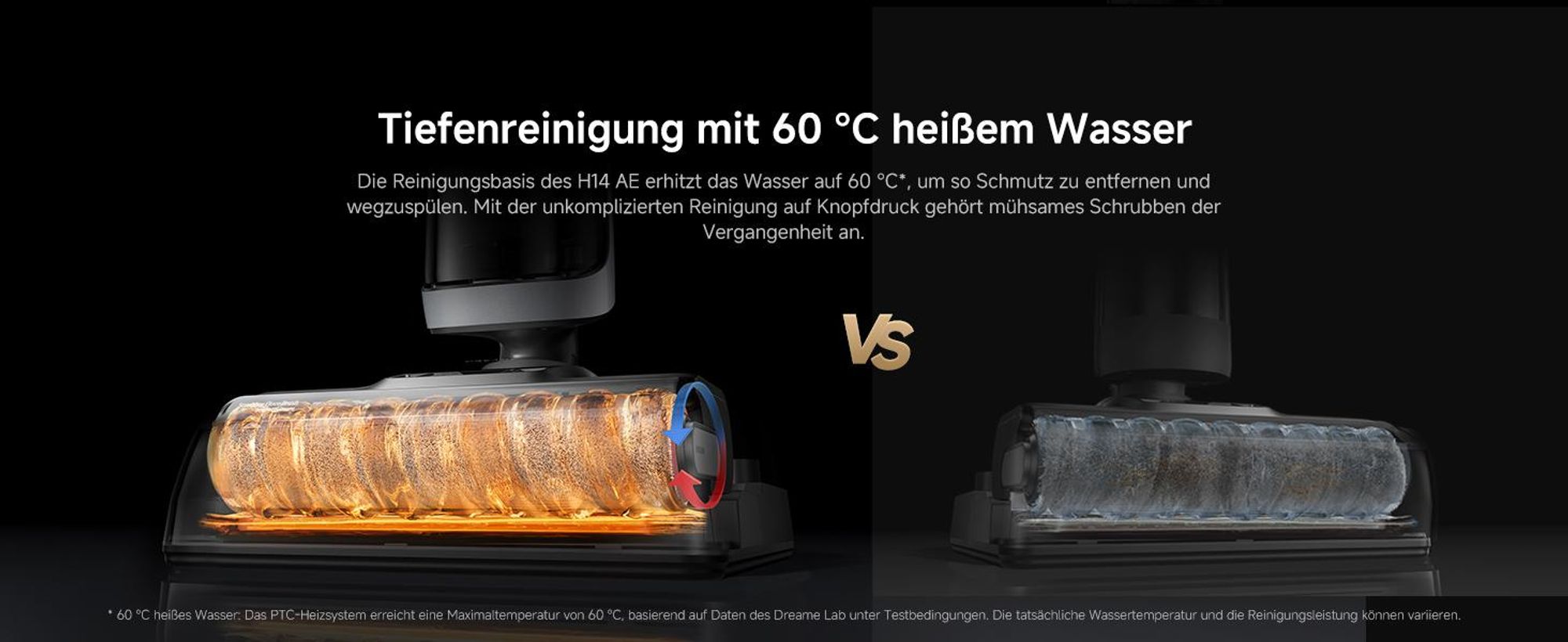 Dreame H14 AE Nass- und Trockensauger,18kPa Saugkraft,180° Lie-Flat,60 °C Bürstenpflege,selbstreinigend&trocknend,Doppelrotationsbürste,App,LED,280㎡
