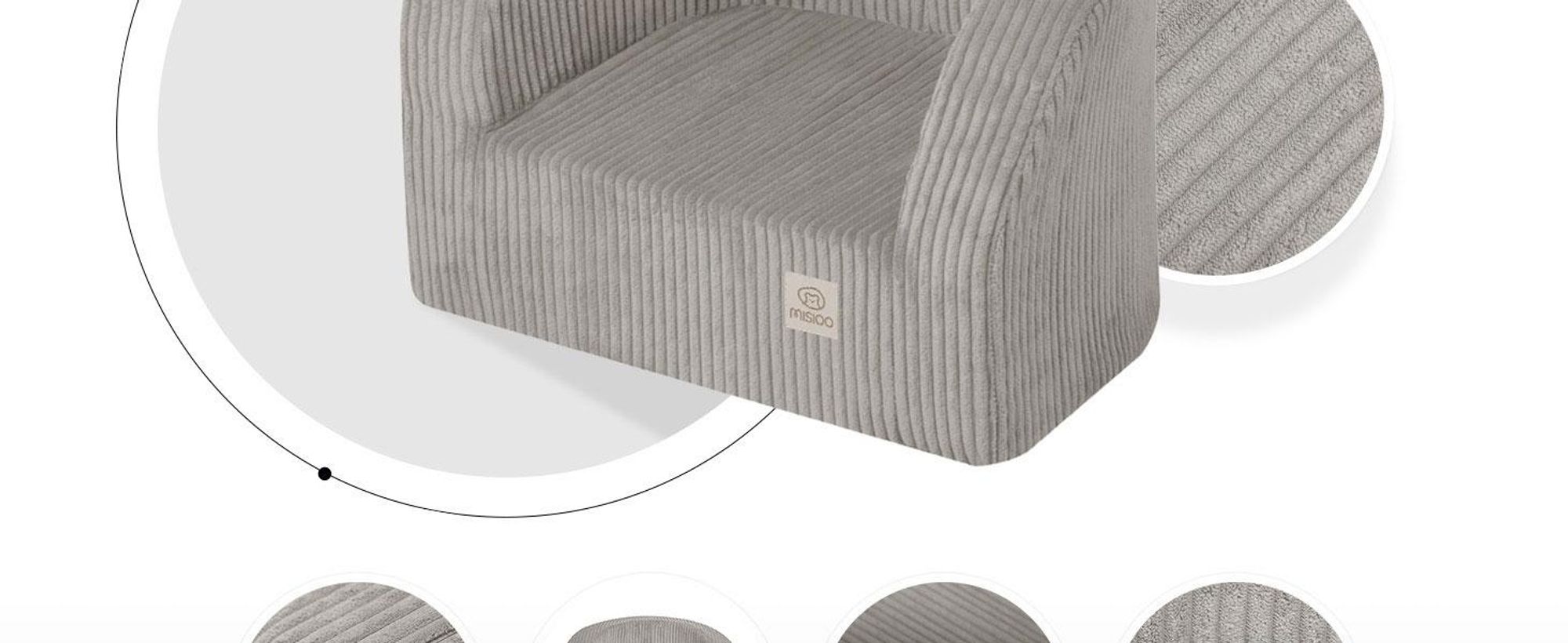 MISIOO Kindersessel Ab 1 Jahr – Corduroy Premium Sessel Kinder - Stabil Und Weich - Ergonomisch Gepolstert - 40x53x36 cm