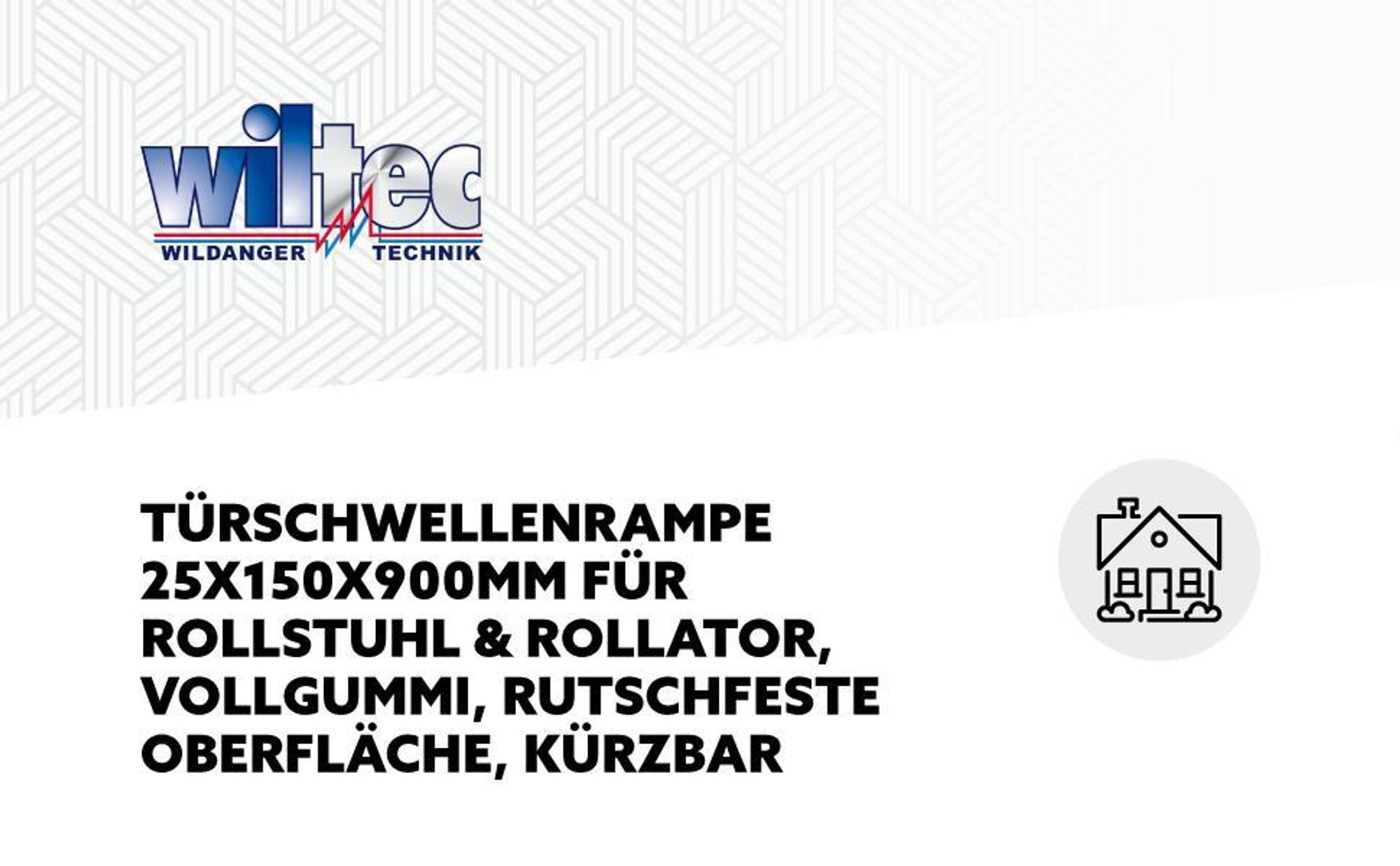 Wiltec Türschwellenrampe, verschiedene Höhen 0-25/25-50/50-76 mm, 810 mm Breite für Rollstuhl & Rollator, grau, Rollstuhlrampe aus Kunststoff, rutschfeste Oberfläche