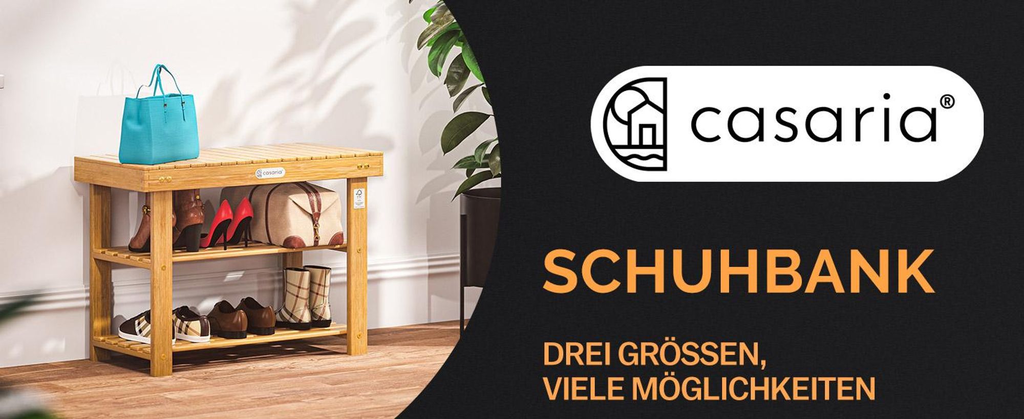 CASARIA® Schuhregal mit Sitzfläche Holz Massiv 160kg Belastbarkeit FSC®-Zertifiziert Akazie 3 Ebenen Flur Bad Schuhbank Sitzbank Schuhschrank Braun