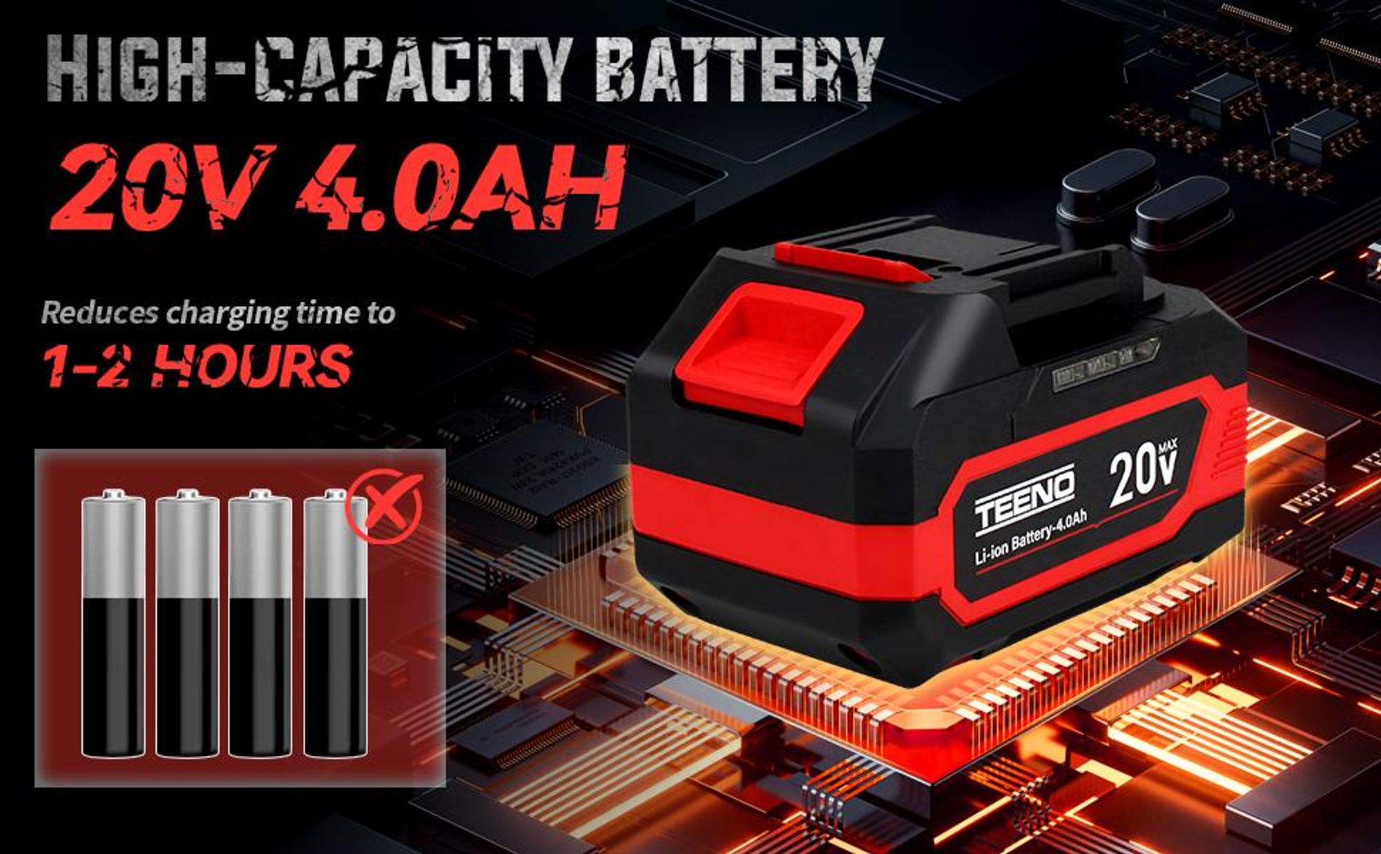 TEENO Clé à Choc Sans Fil 700 Nm 1/2", 20V Brushless avec 2 Batteries 4000mAh, 4 Douilles (17/19/20/21mm), Tête Pivotante 180° & 90°, Chargeur Rapide