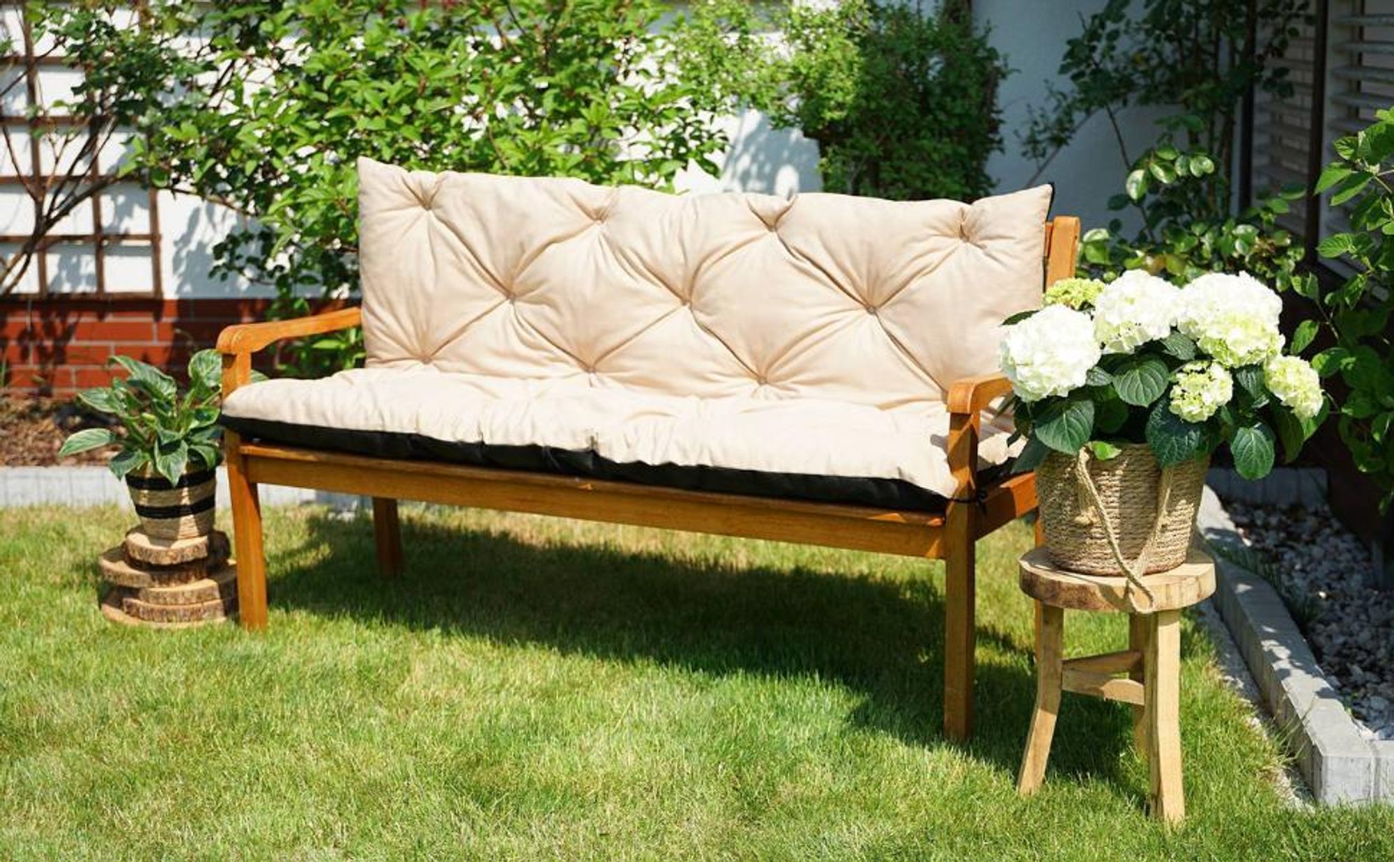 4L Textil Gartenbankauflage aus Samt-Imitat