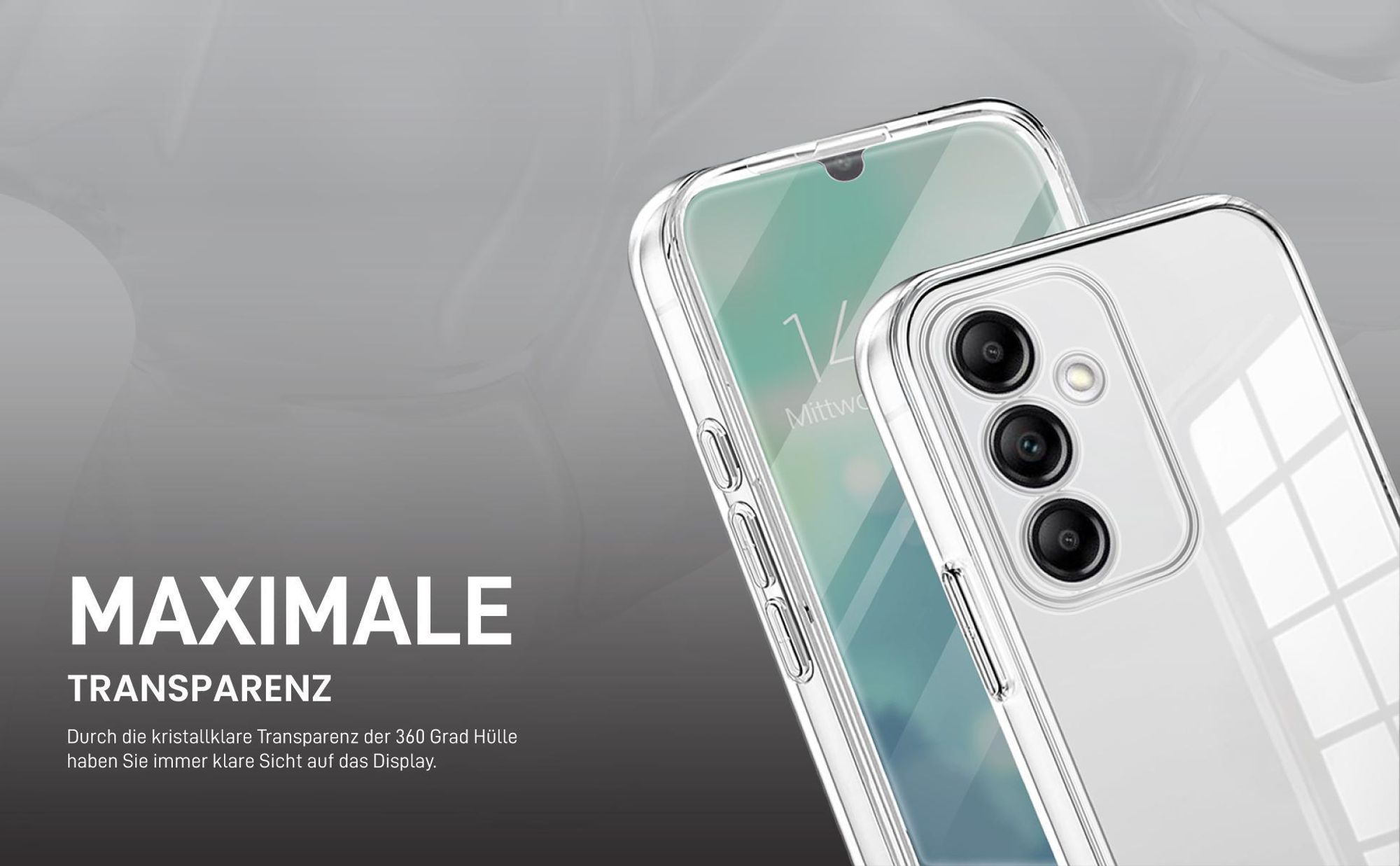 Transparentes 360 Grad Cover Front Back für Samsung Galaxy A14 / A14 5G