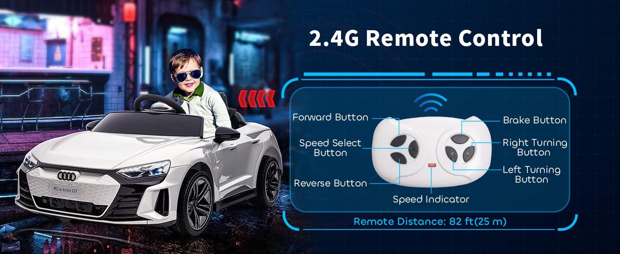HOMCOM Elektryczny samochód dziecięcy 12 V z pilotem 2,4 GHz, 2 silniki, pojazd dziecięcy z klaksonem, diodami LED, muzyką, łagodnym rozruchem, pojazd elektryczny z dodatkowym kołem, dla dzieci w wieku 3-5 lat, biały