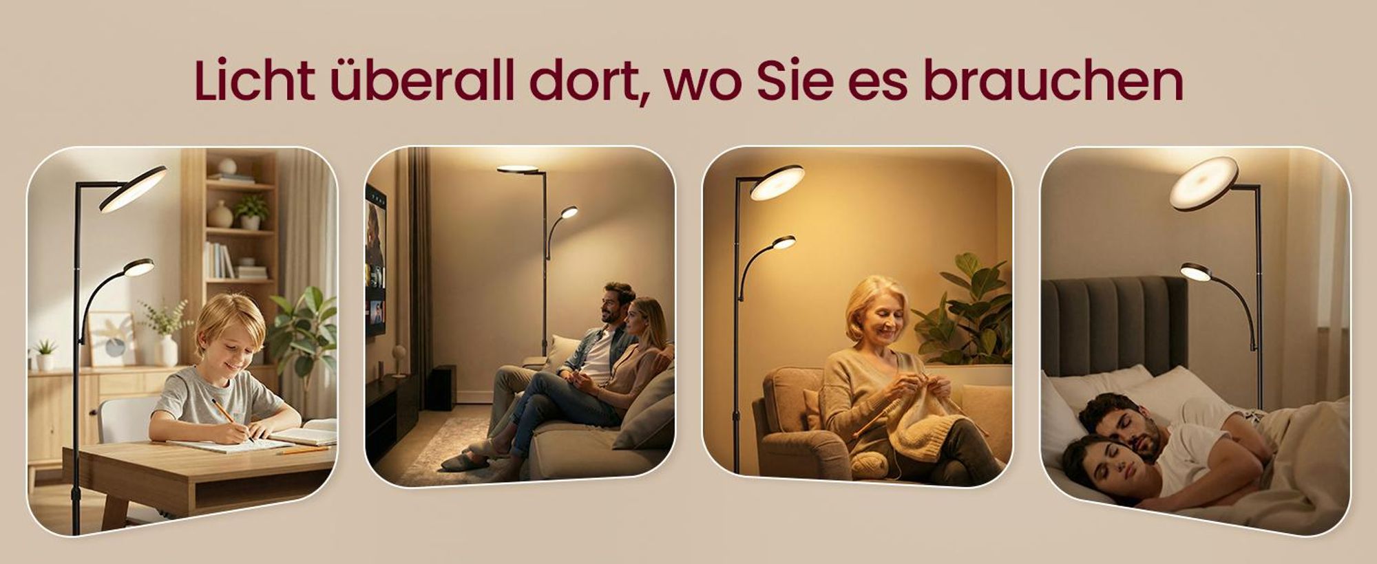 VASAGLE LED-Stehlampe höhenverstellbar, Standleuchte mit Leselampe, Timer, Schlafzimmer, Büro, Fernbedienung, schwarz