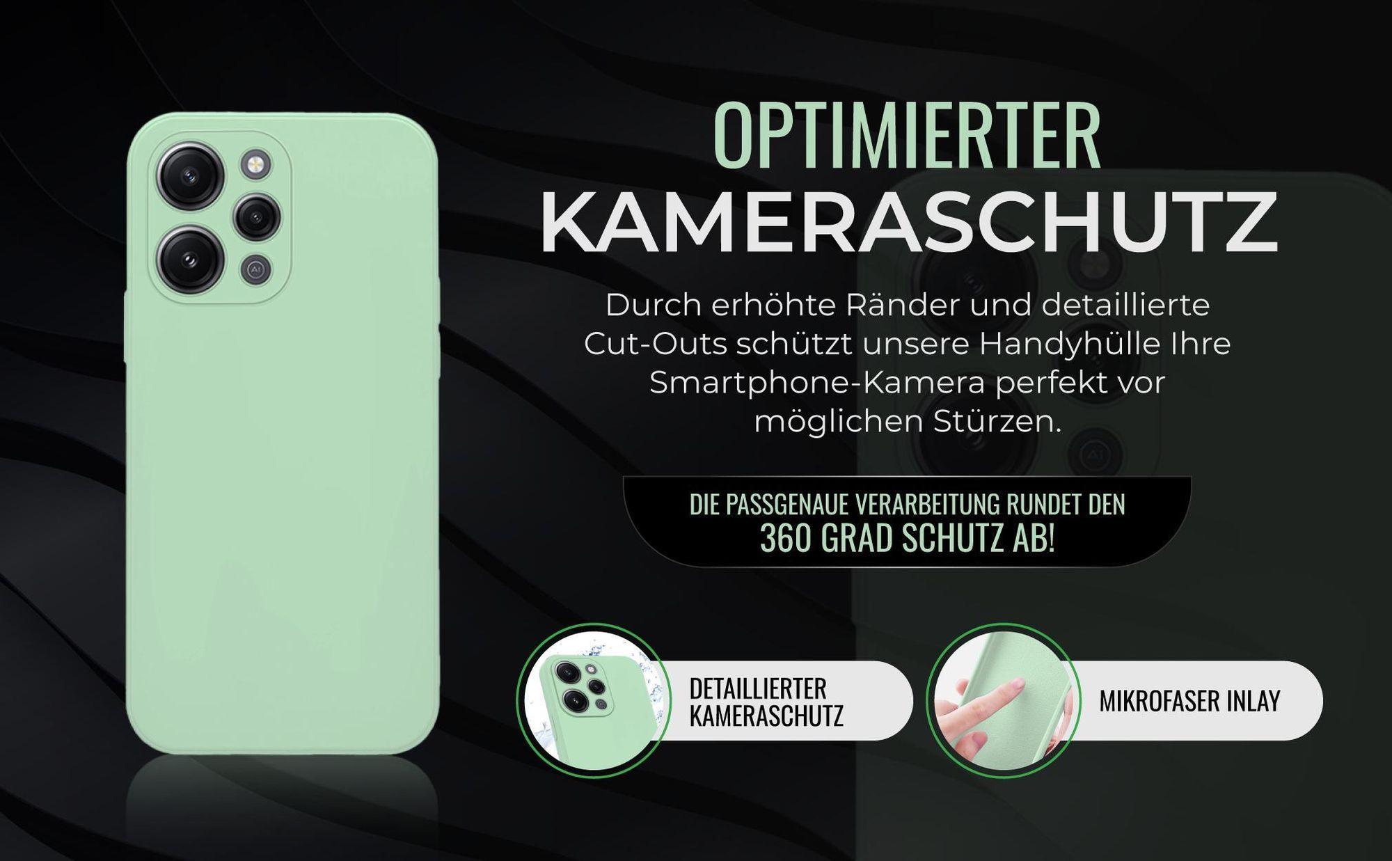 Handyhülle in Türkis für Xiaomi Redmi 12 in detailliertem Kamera Cutout
