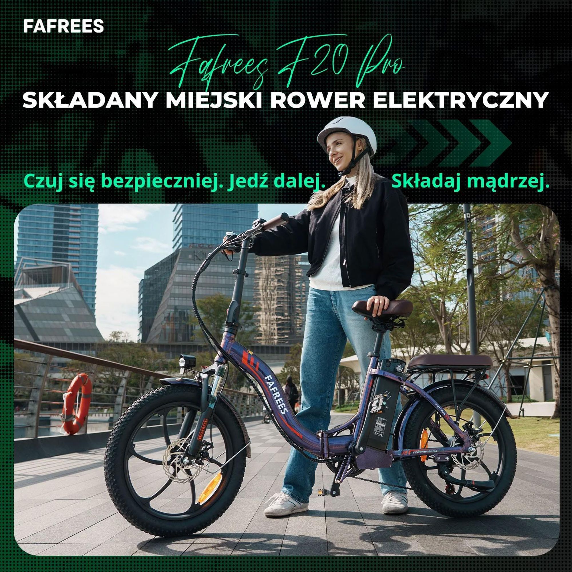Rower Elektryczny FAFREES F20 Pro - Silnik 250W Akumulator 36V20Ah Opony 20" Mechaniczny Hamulec Tarczowy - Błękit Aurory
