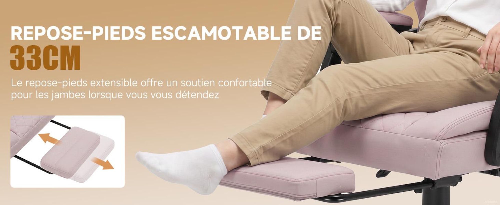 Chaise de gaming GTPLAYER, chaise de bureau ergonomique avec repose-pieds et support lombaire, fauteuil de bureau haut de gamme pour grandes personnes, chaise de bureau large et réglable en hauteur