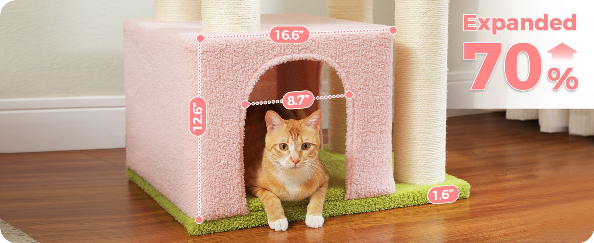 Purpurra Kratzbaum Extra-Dick Stämme XXL Stabil für Grosse Katzen, 114/170 cm
