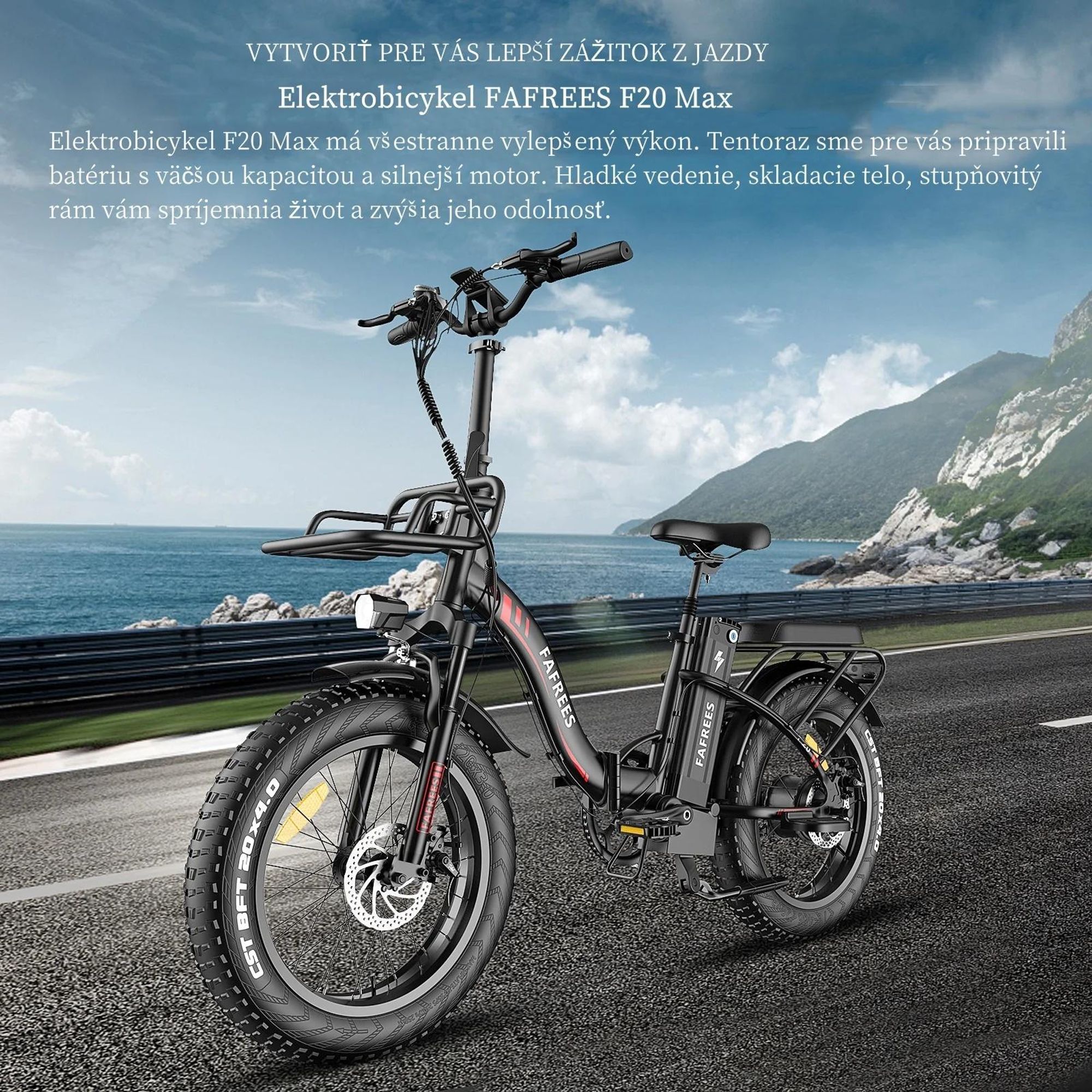 Electric Bike FAFREES F20 Max - Batéria 48V30AH Pneumatika 20" Mechanická kotúčová brzda - Čierna