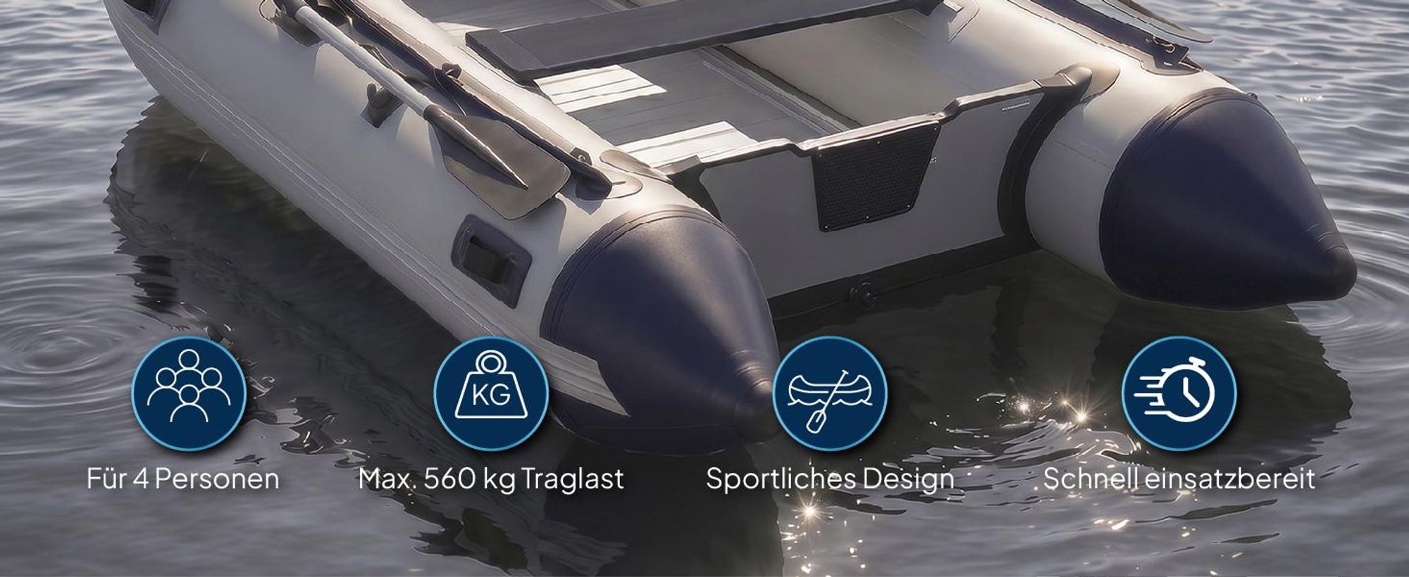 ArtSport Schlauchboot 3,20 m für 4 Personen mit 2 Sitzbänke & Aluboden – Paddelboot mit Paddel, Pumpe, Tasche & Reparaturset – Angelboot aufblasbar
